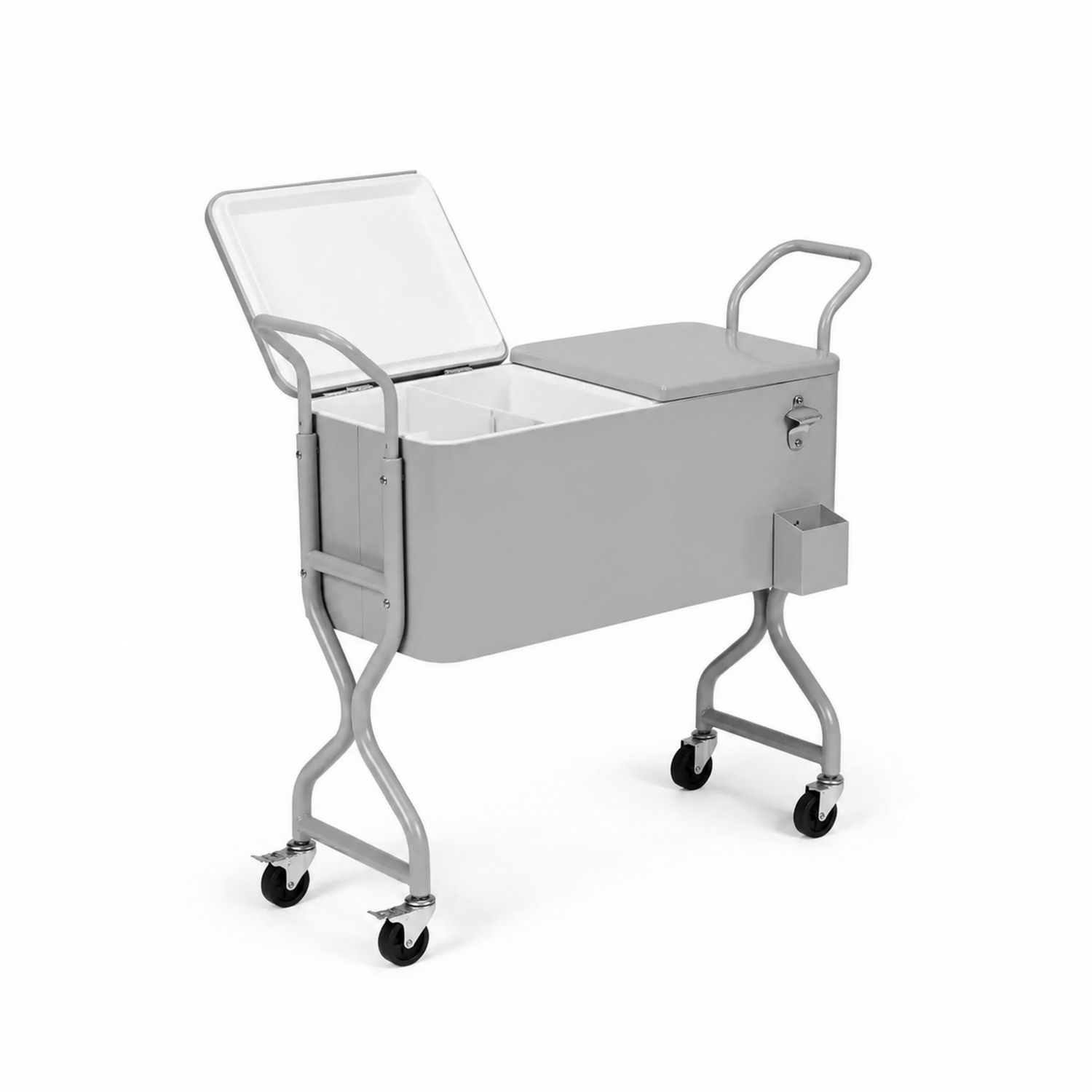 Chariot de bar extérieur en métal et polyéthylène Gris-Xelvoriant