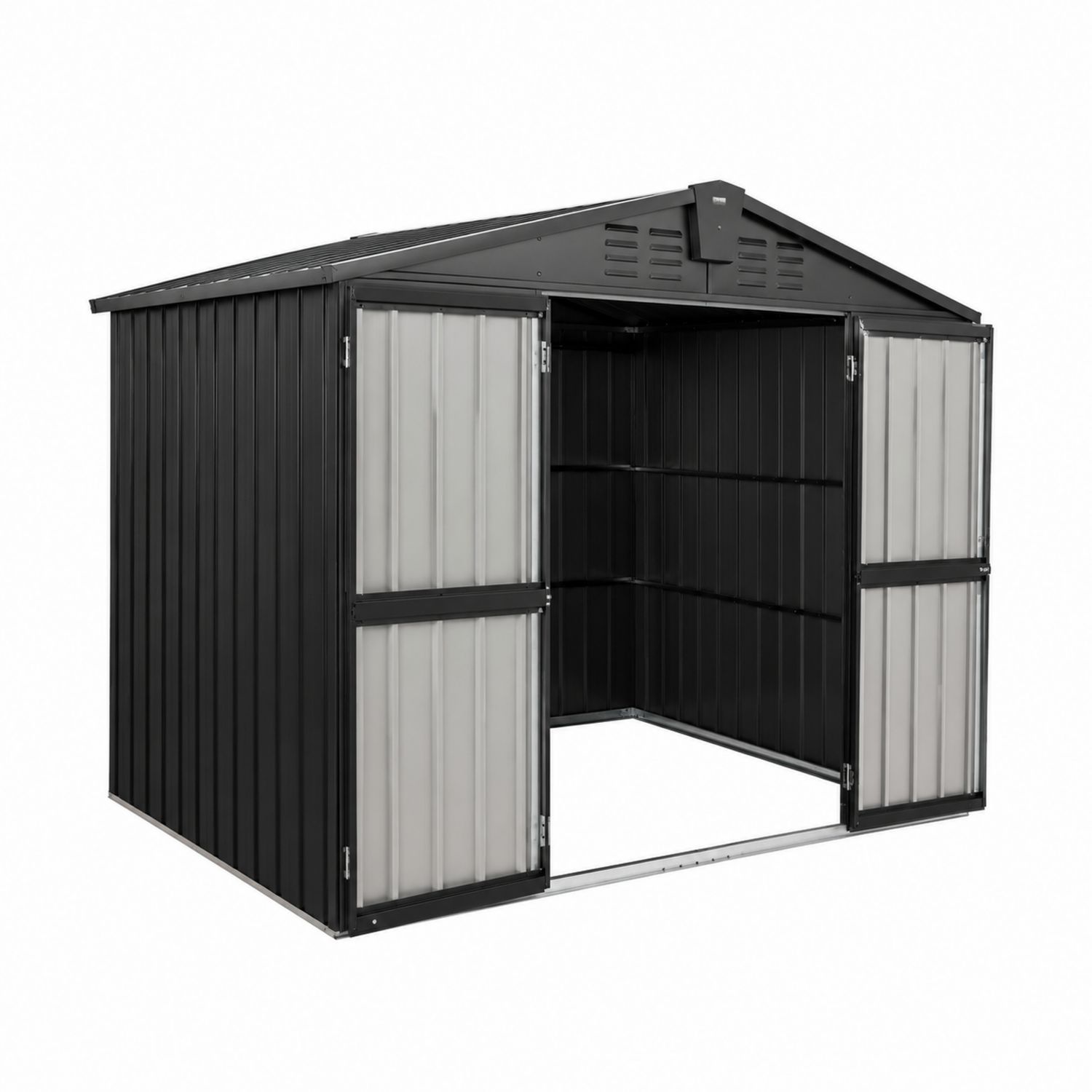 Abri de Jardin en Acier Galvanisé Noir et Gris 213x130x173cm-Xelvoriant