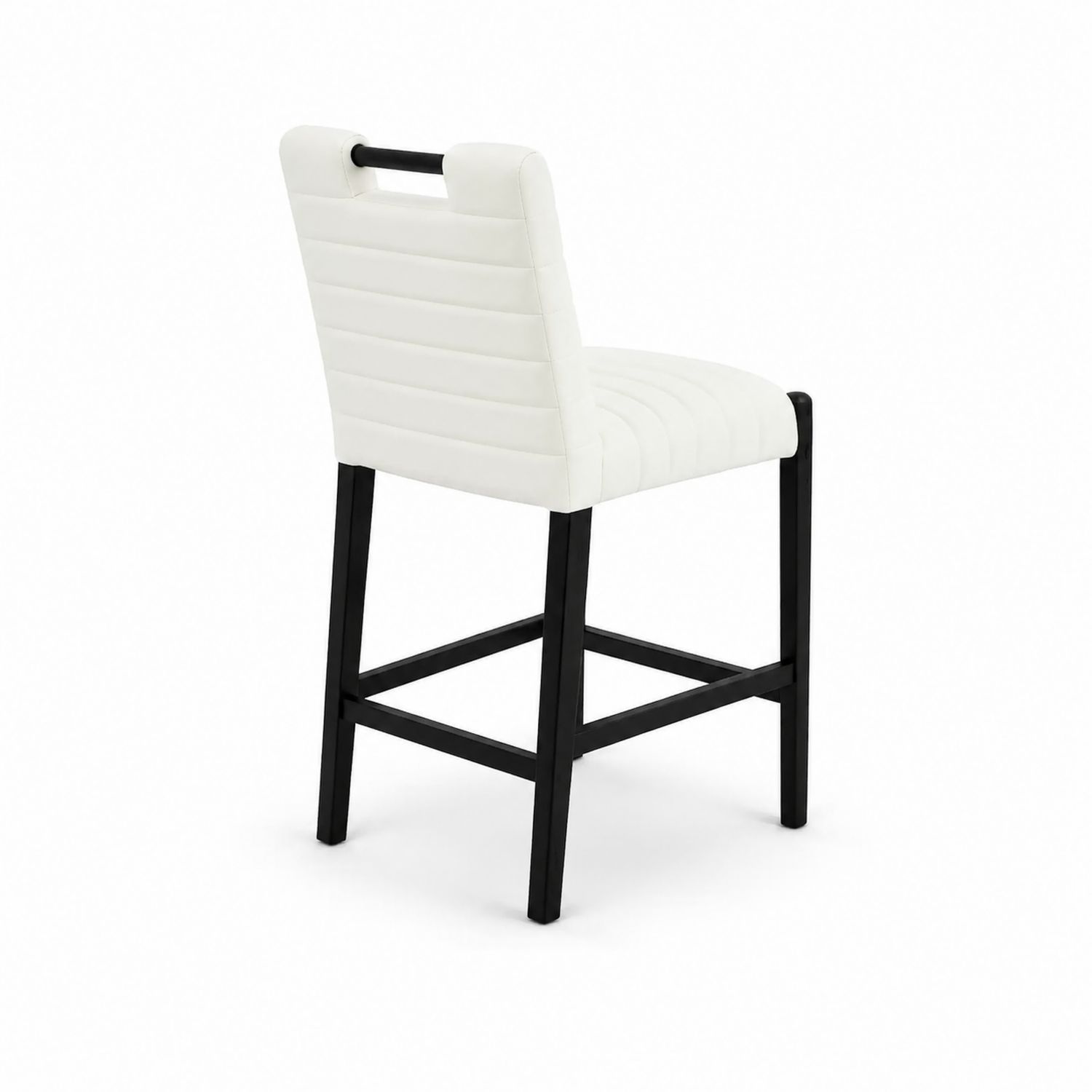 Tabouret de Bar en Similicuir Blanc avec Pieds en Bois-Xelvoriant