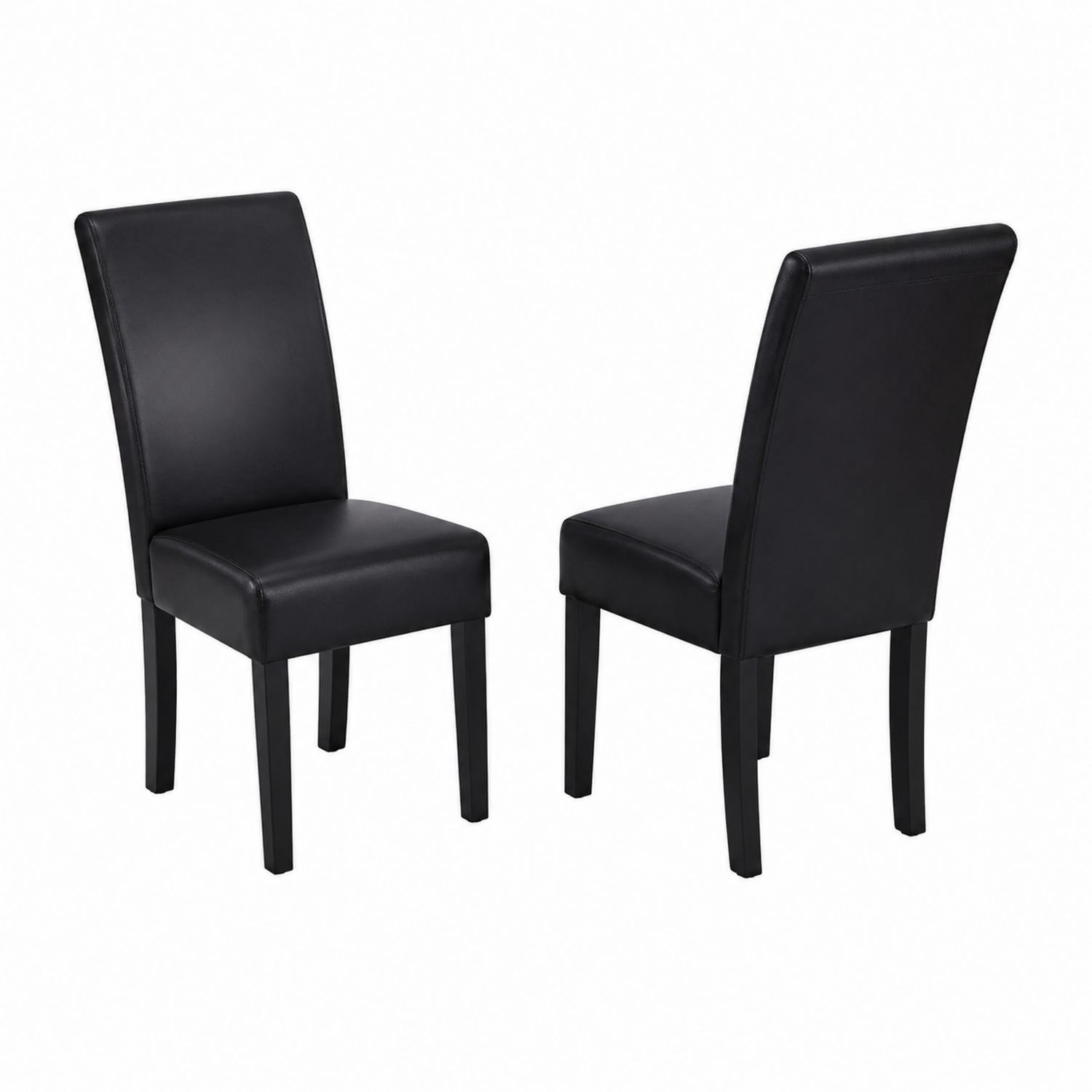 Chaises en cuir synthétique noir avec structure en bois, lot de 2-Xelvoriant