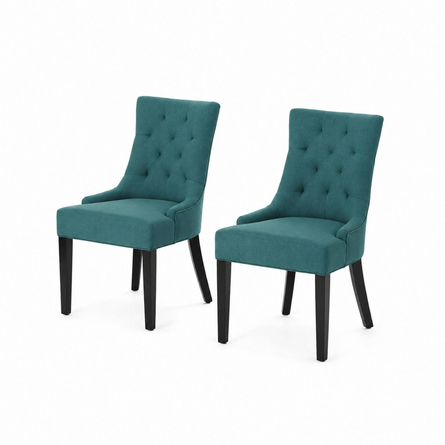 Lot de 2 chaises en tissu polyester avec pieds en bois-Xelvoriant