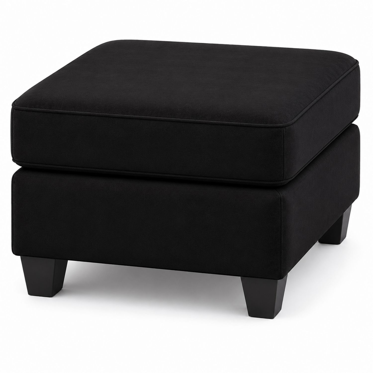 Repose-pieds en tissu microfibre noir 60x60x40cm-Xelvoriant