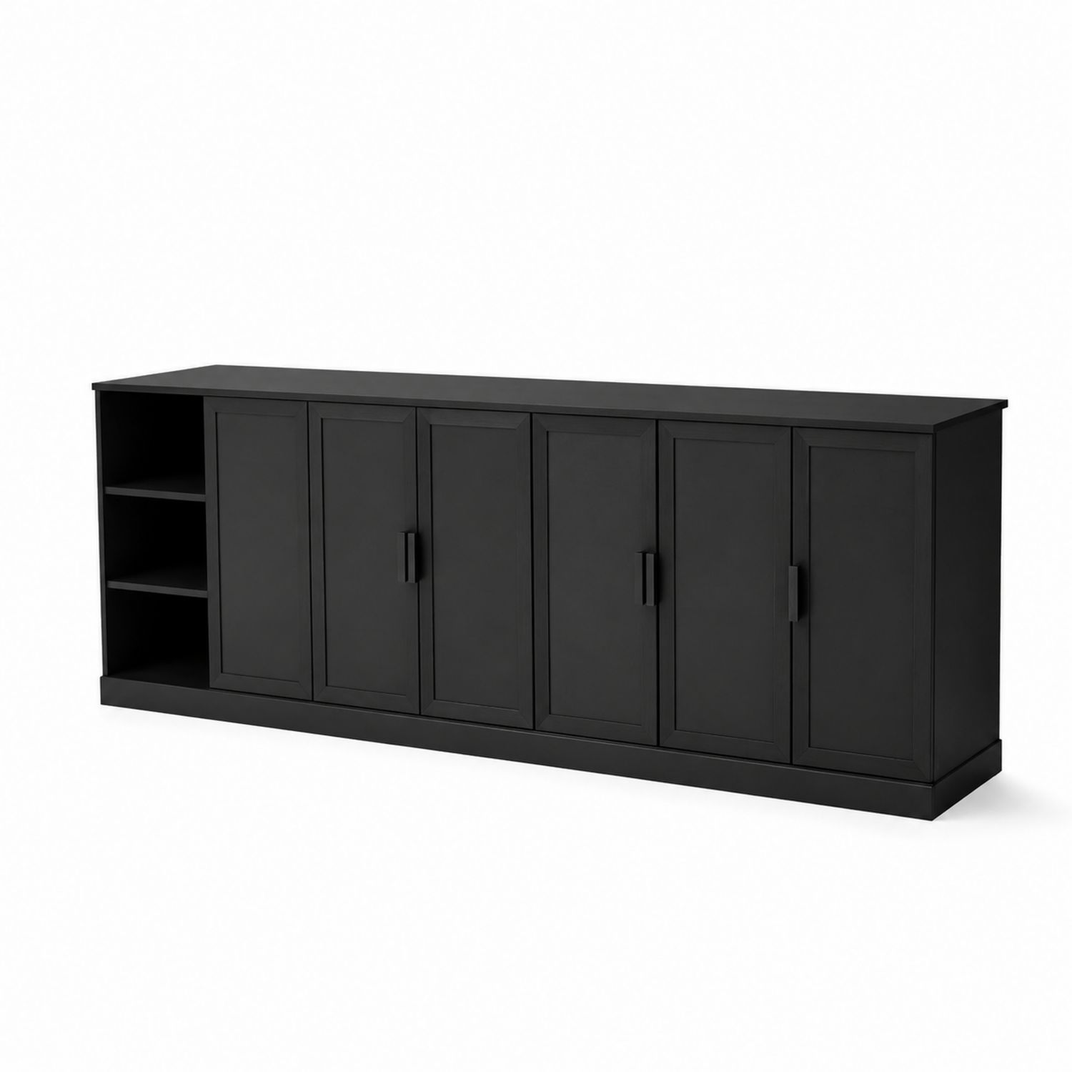 Armoire de rangement en métal noir avec portes et étagères-Xelvoriant