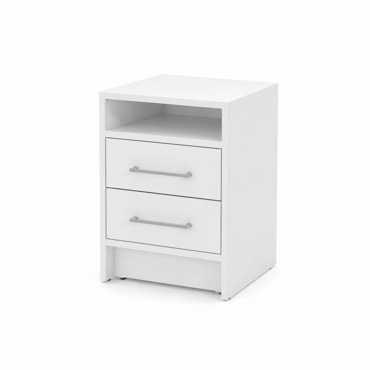 Table de chevet en bois MDF blanc avec 2 tiroirs et étagère-Xelvoriant