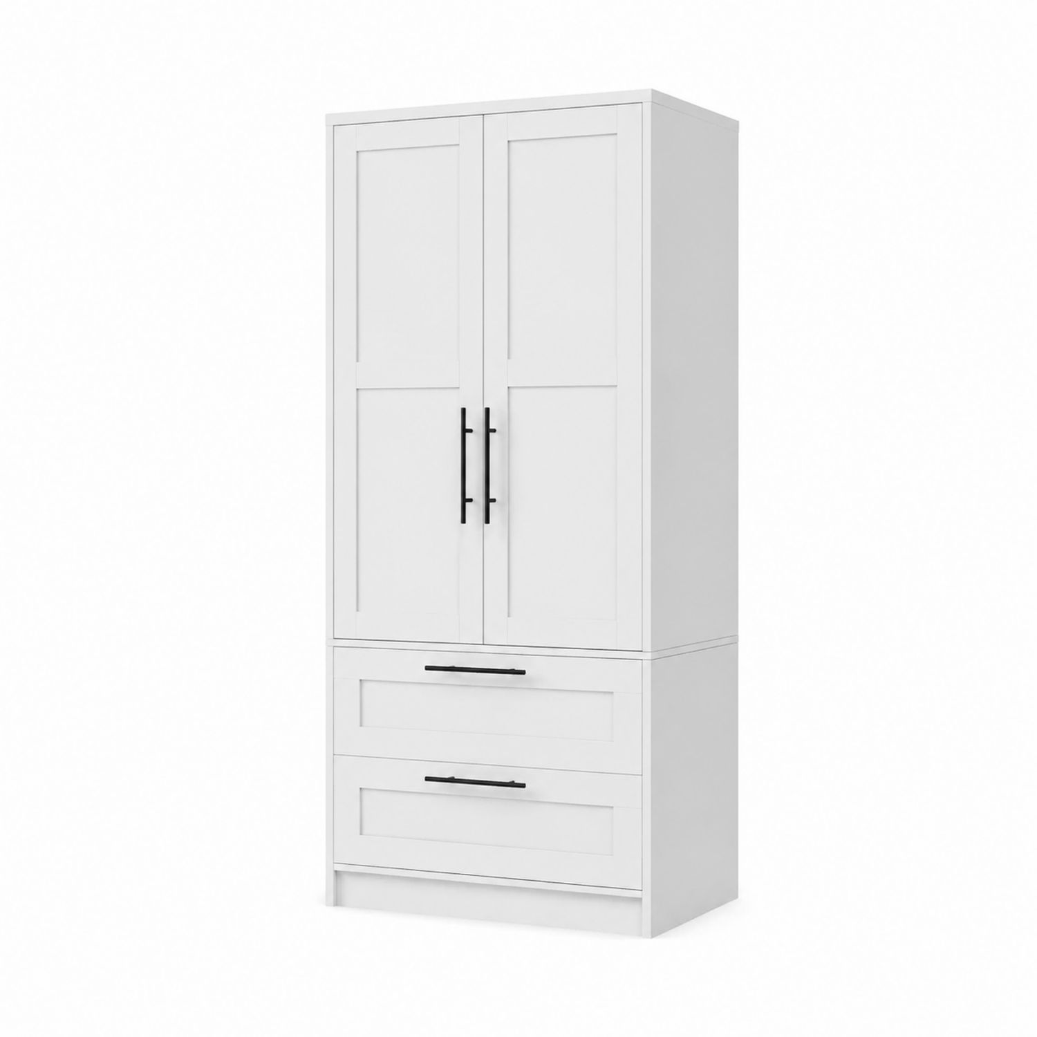Armoire en Bois Blanc avec 2 Tiroirs 200x100x50cm-Xelvoriant