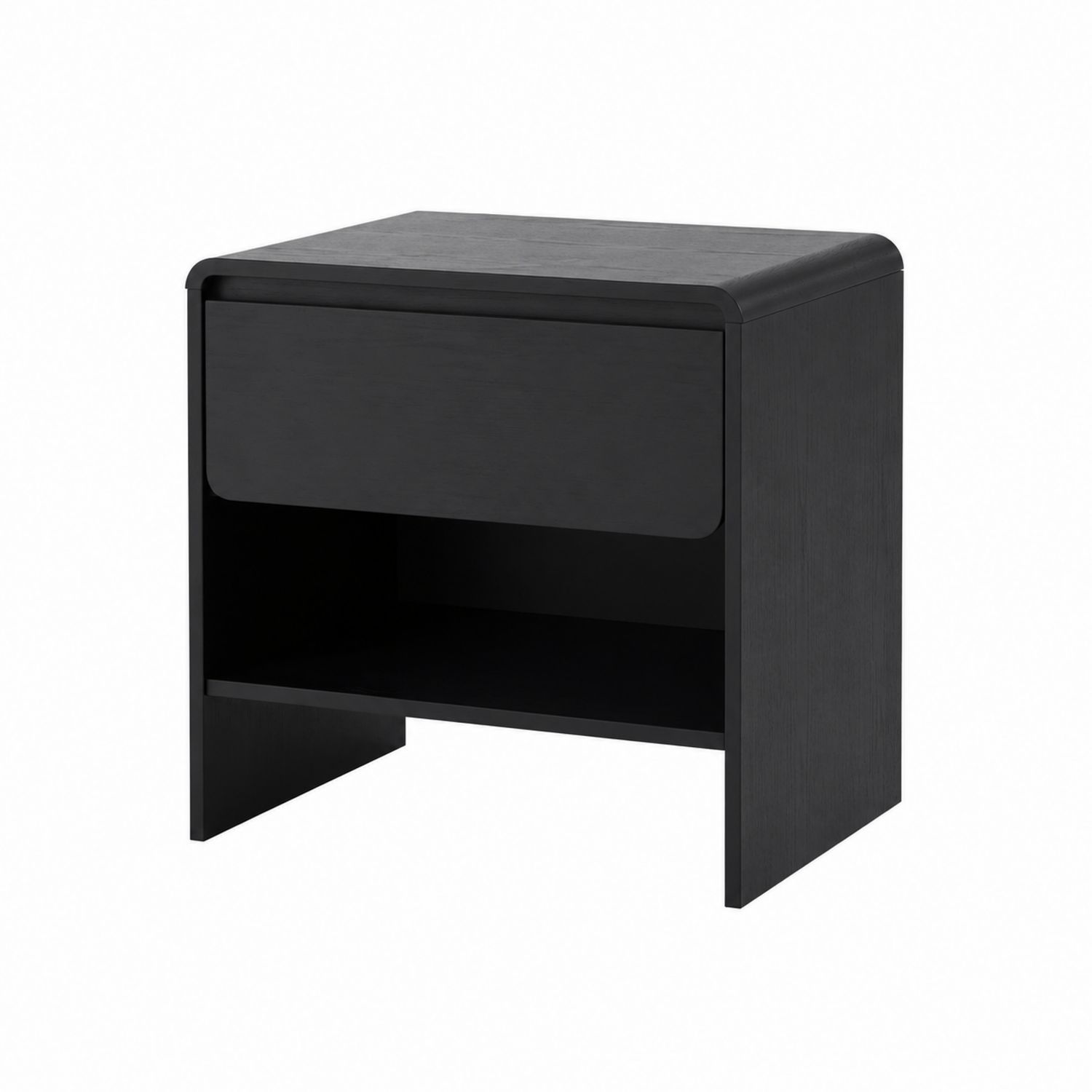 Table de chevet rectangulaire en bois noir avec tiroir-Xelvoriant