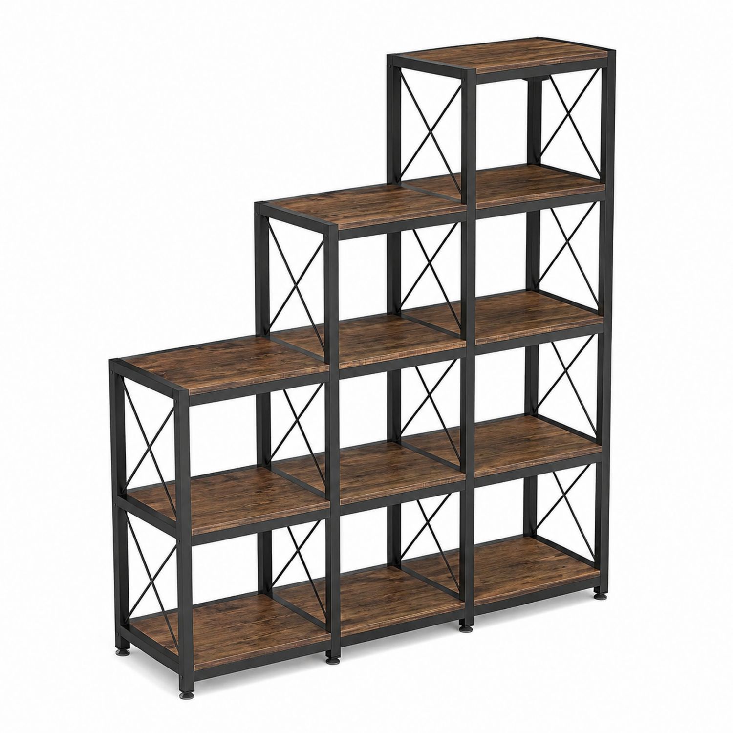 Étagère escalier 4 niveaux MDF Métal 154x110x30cm