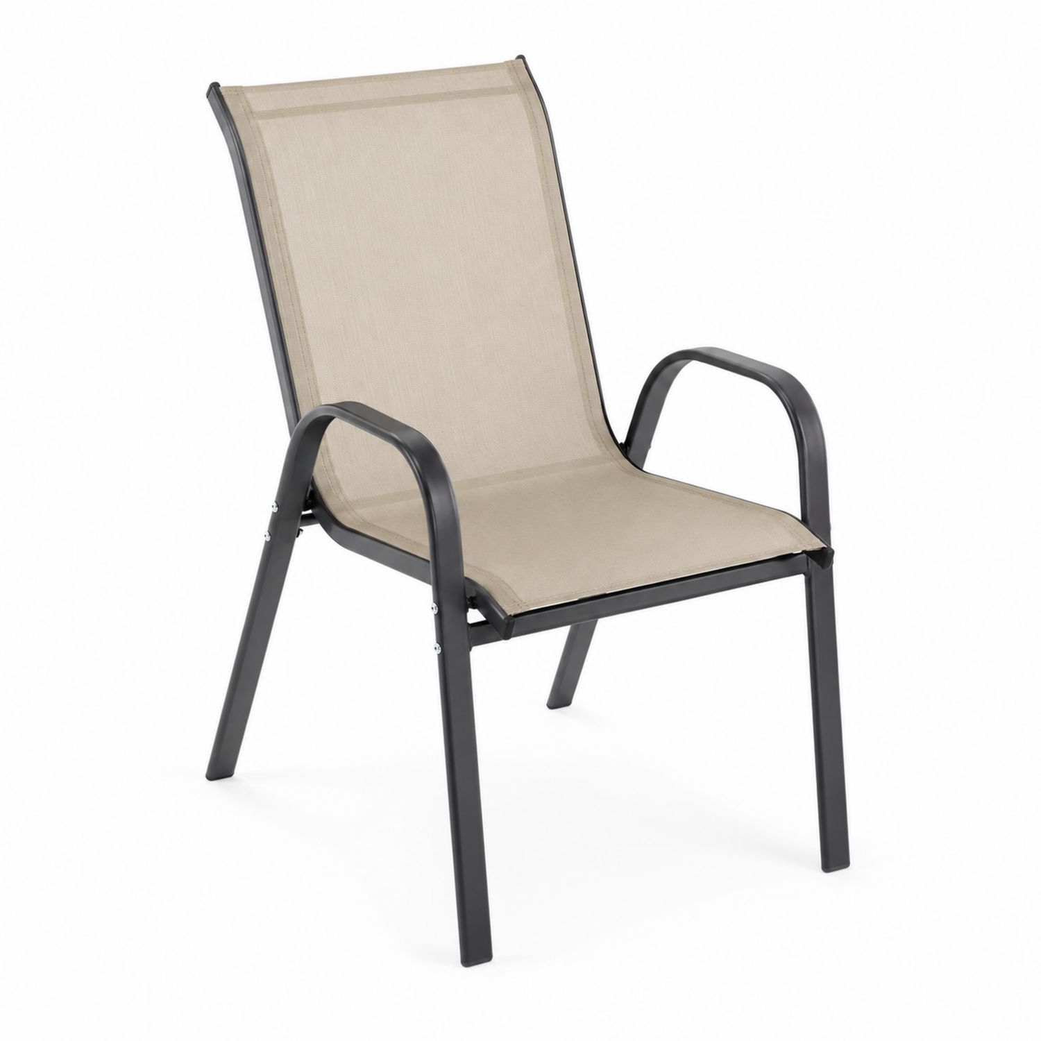 Chaise d'extérieur en métal et textilène beige, 60x58x96 cm