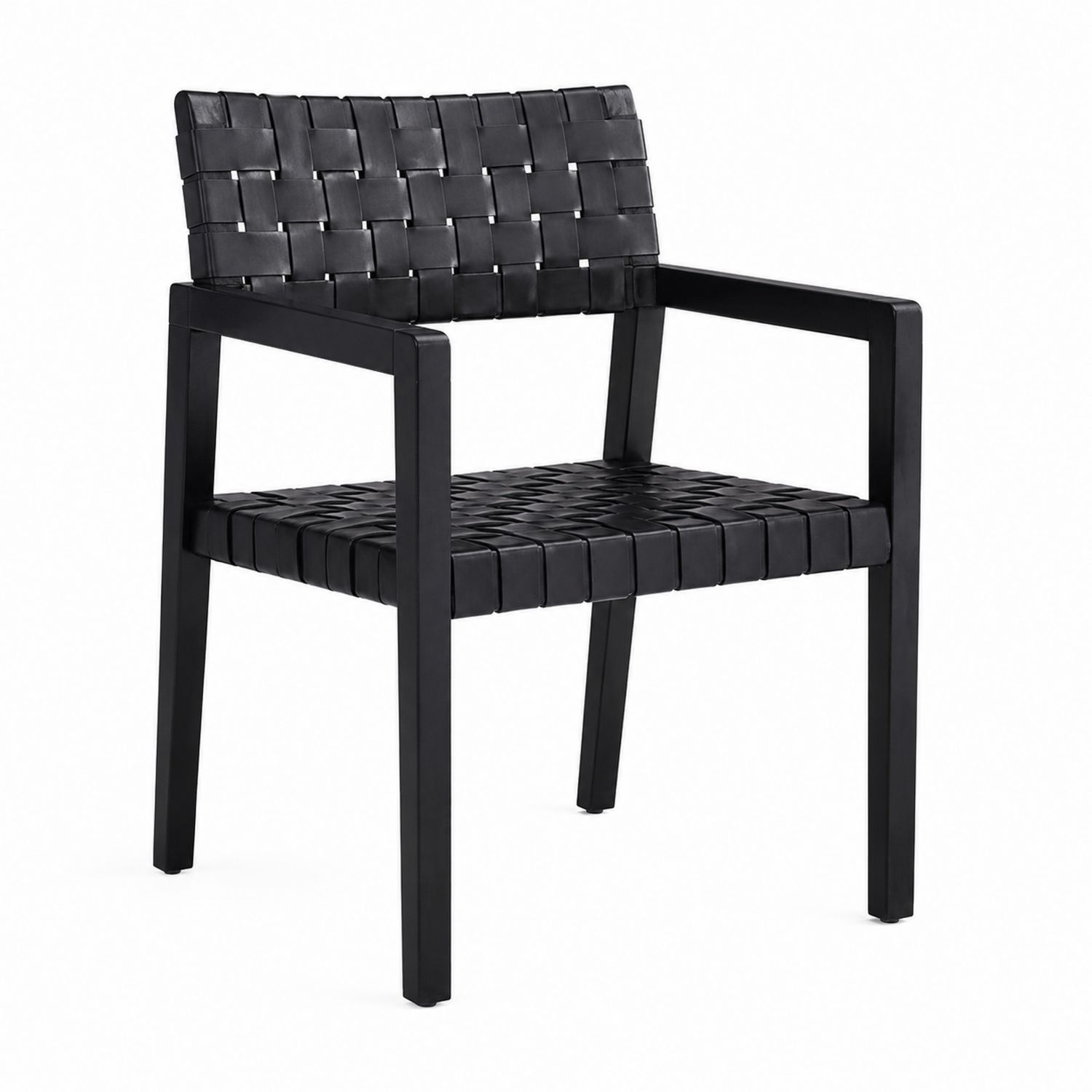 Chaise en cuir synthétique noir avec cadre en bois