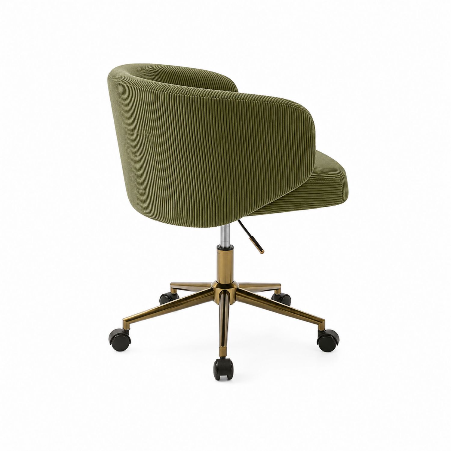 Chaise de bureau pivotante en velours côtelé avec base en métal