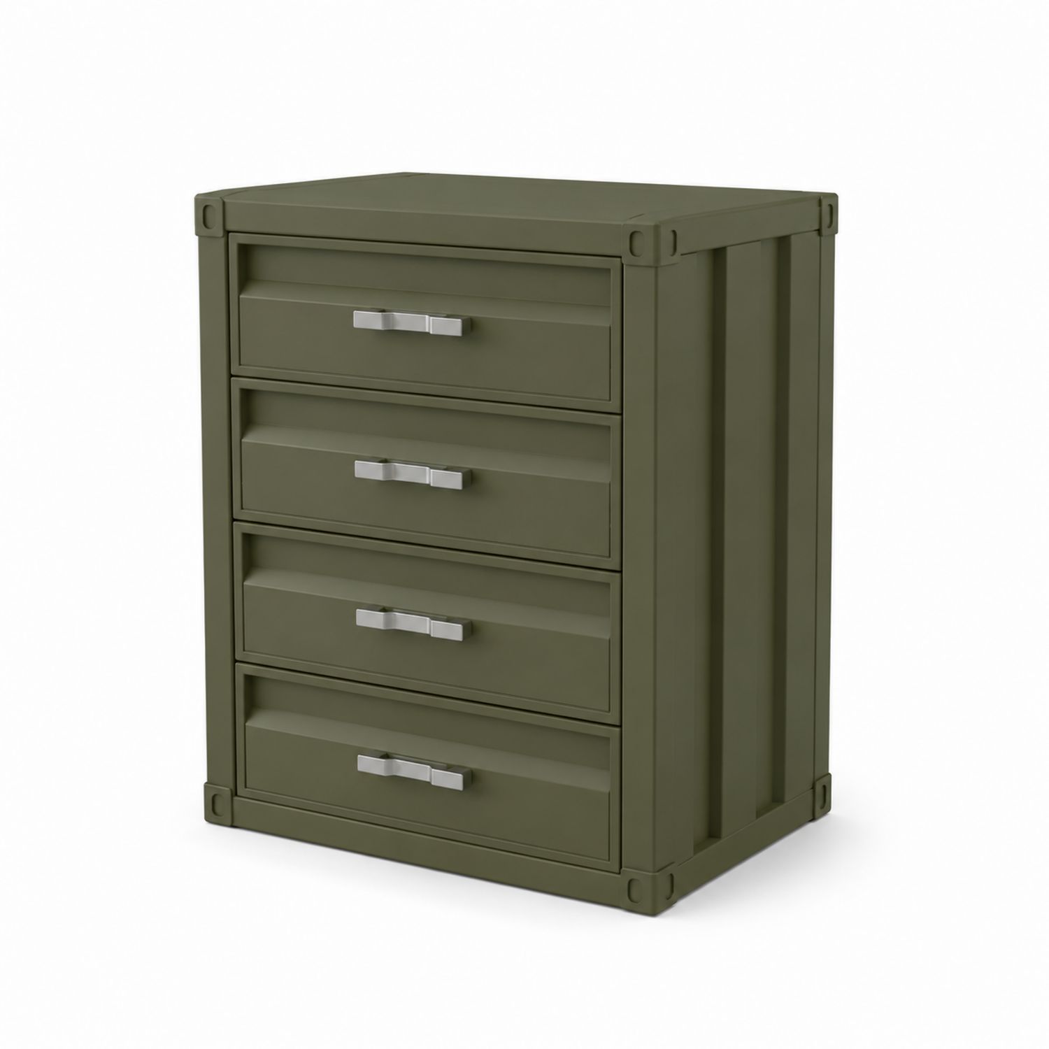 Commode en métal avec 4 tiroirs Vert Olive