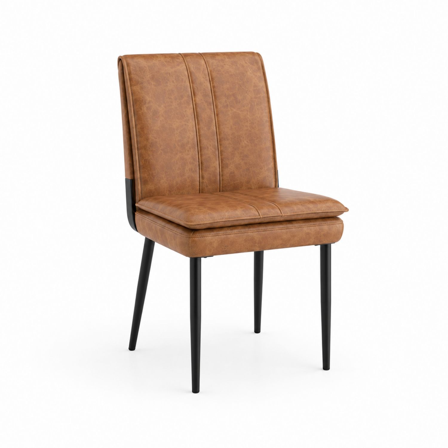 Chaise en cuir synthétique marron avec pieds en métal