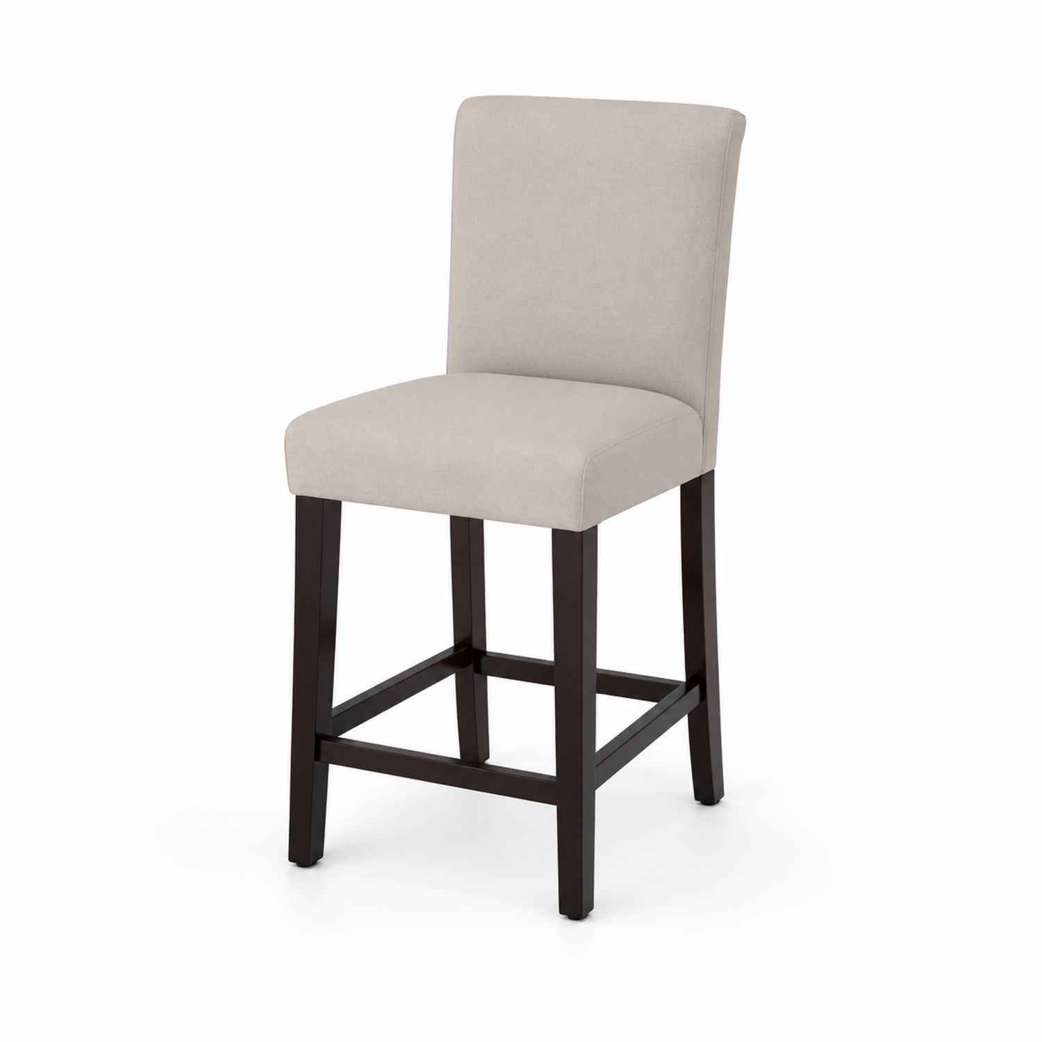 Tabouret de bar en tissu beige avec pieds en bois massif