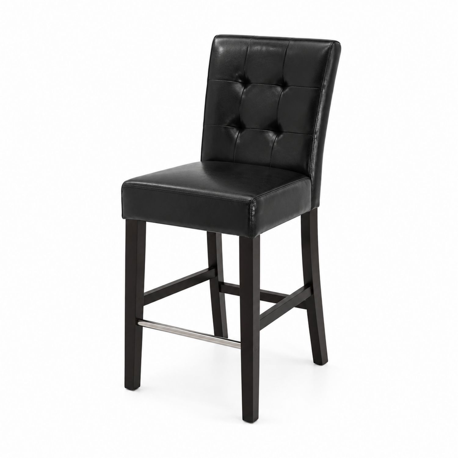 Tabouret de Bar en Bois et Simili Cuir Noir, Hauteur 100 cm