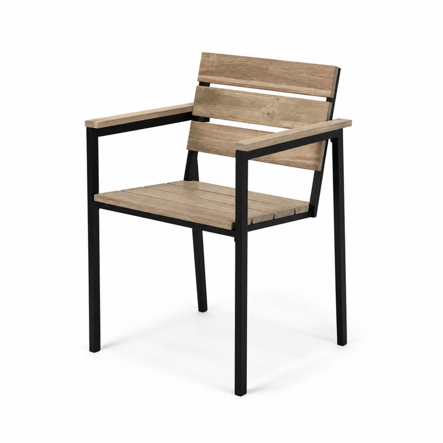 Chaise en bois d'acacia et métal noir