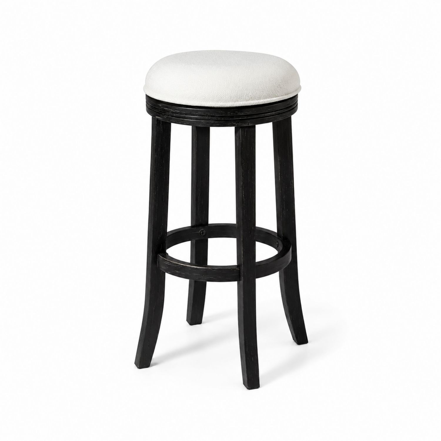Tabouret de bar en bois avec assise en tissu Noir et Blanc, 75 cm