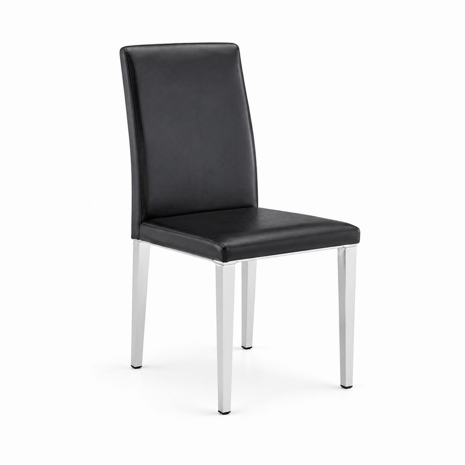 Chaise en cuir synthétique noir avec pieds en métal 45x55x90 cm