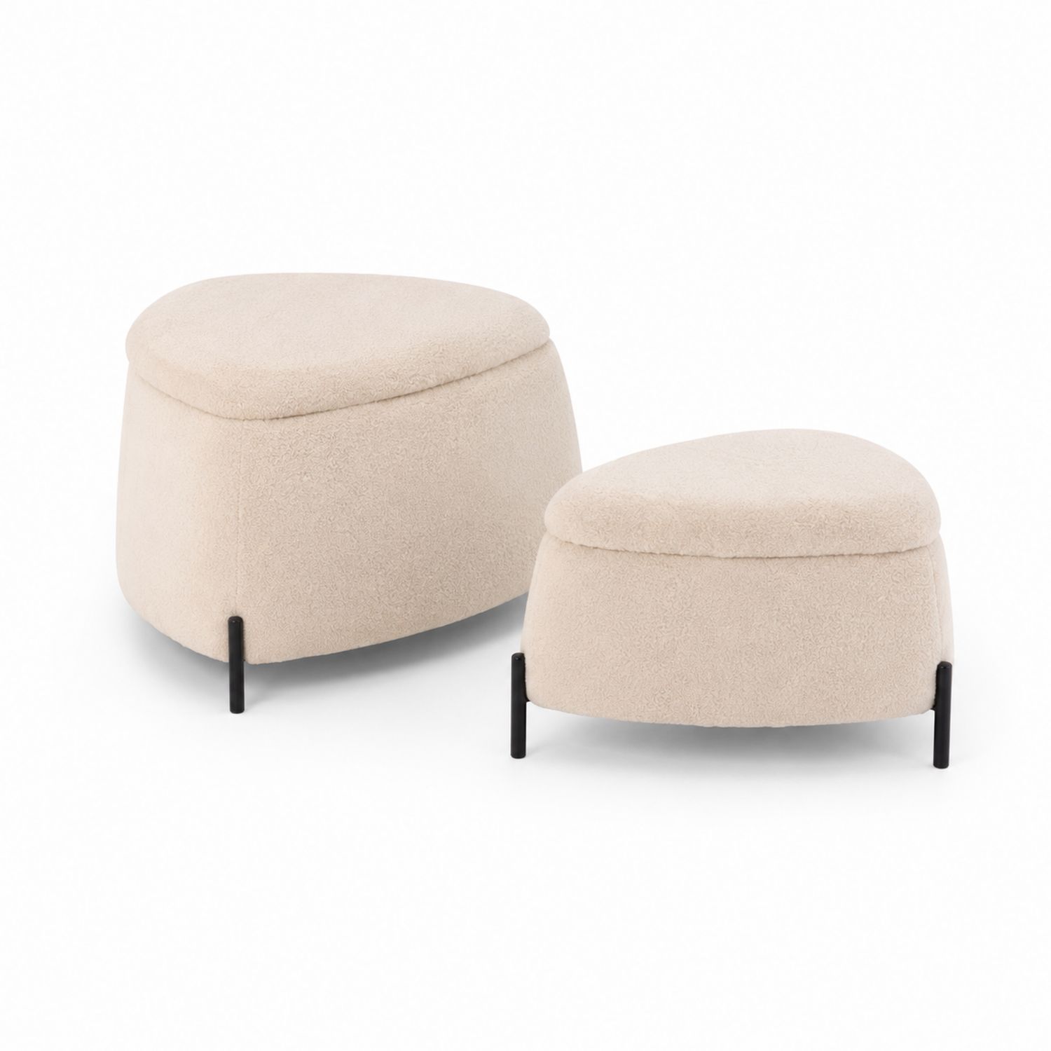 Ensemble de poufs en tissu beige
