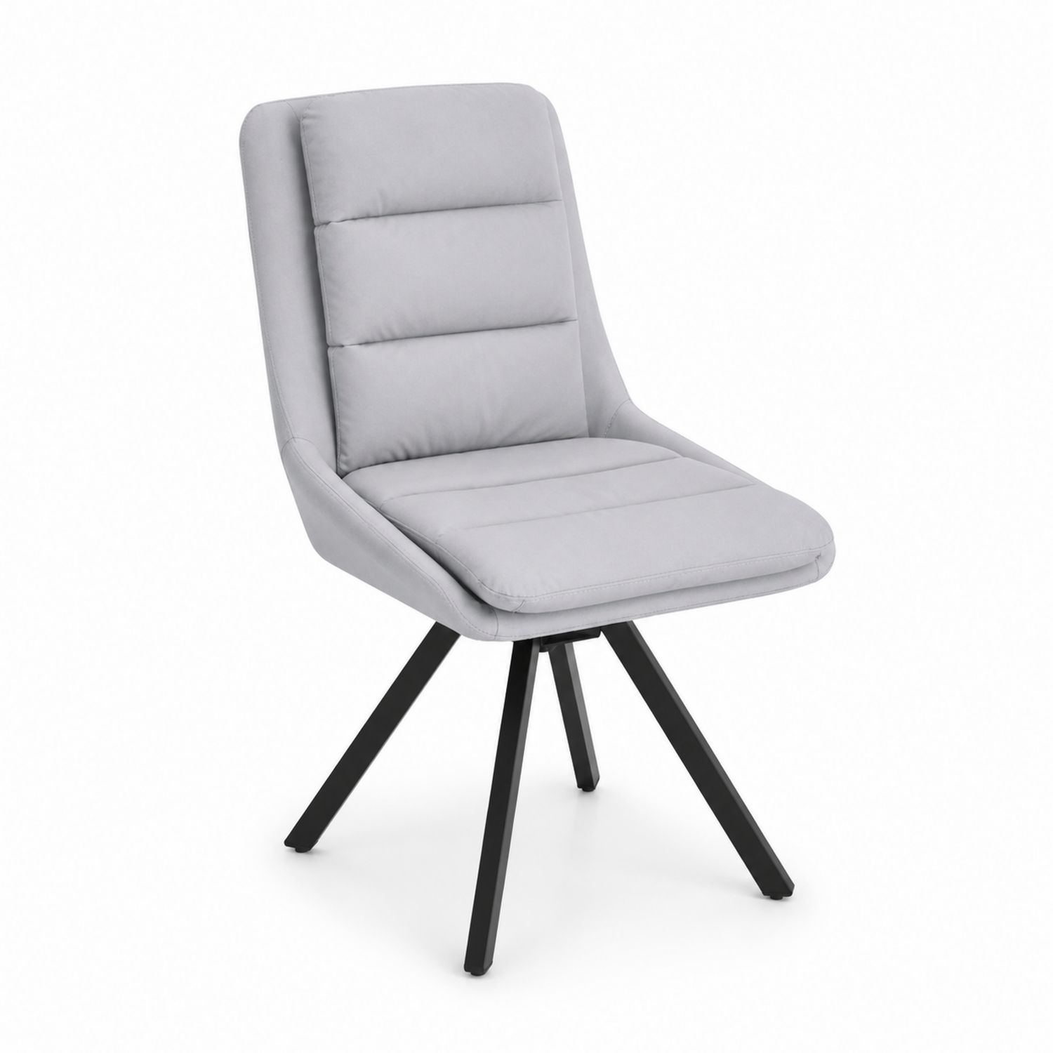 Chaise en tissu gris avec pieds en métal noir