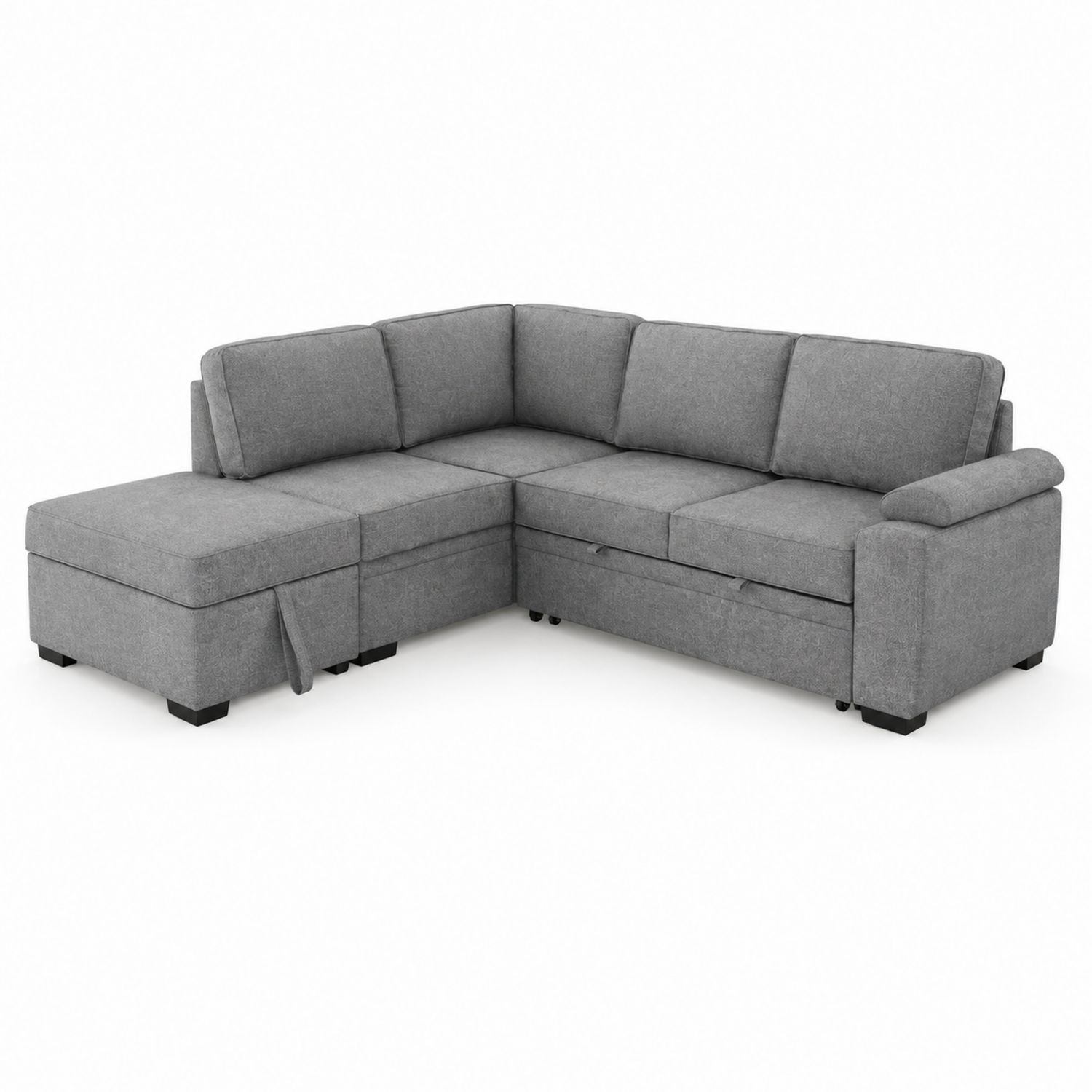 Canapé d'angle modulable en tissu gris