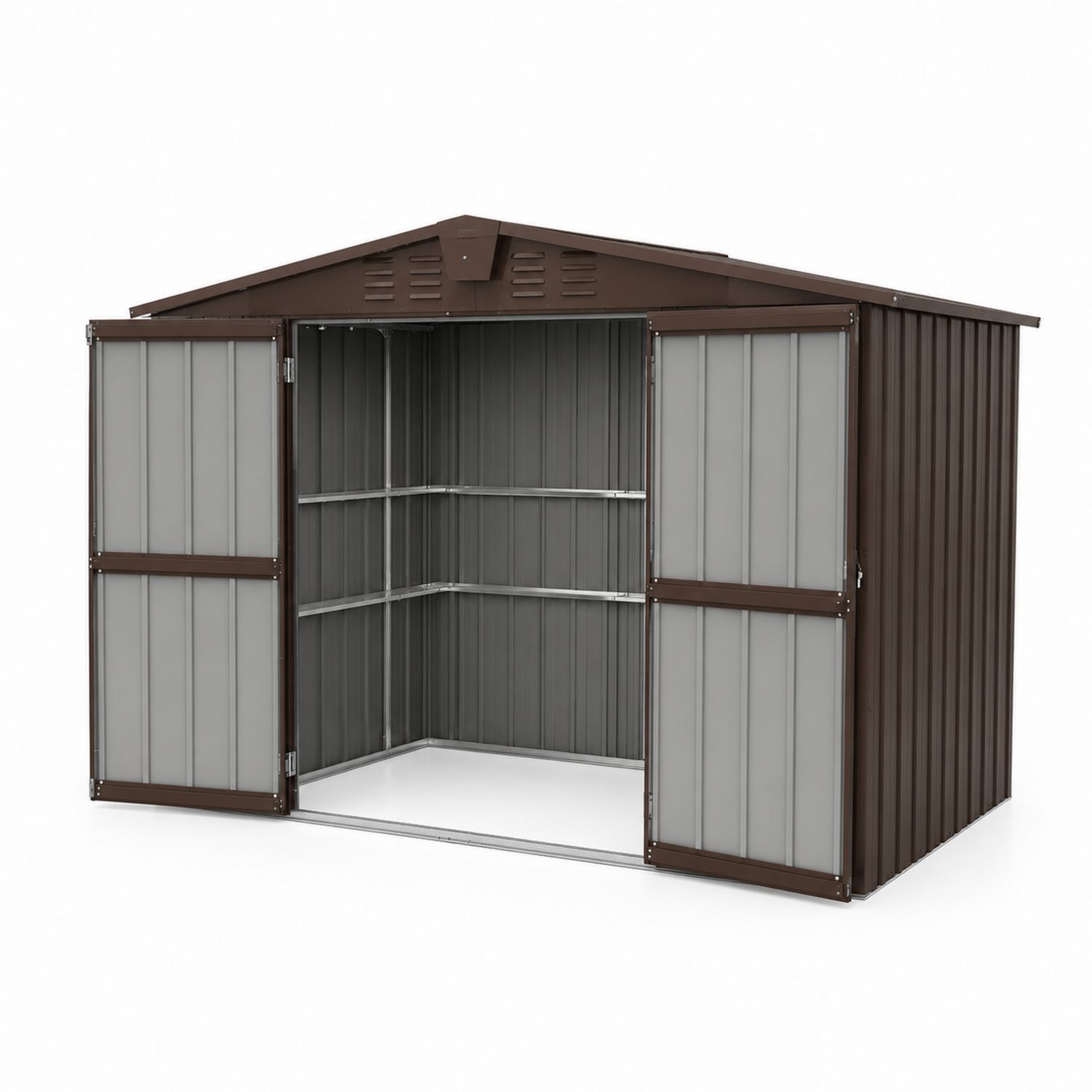 Abri de jardin en métal 340x382x200 cm Marron