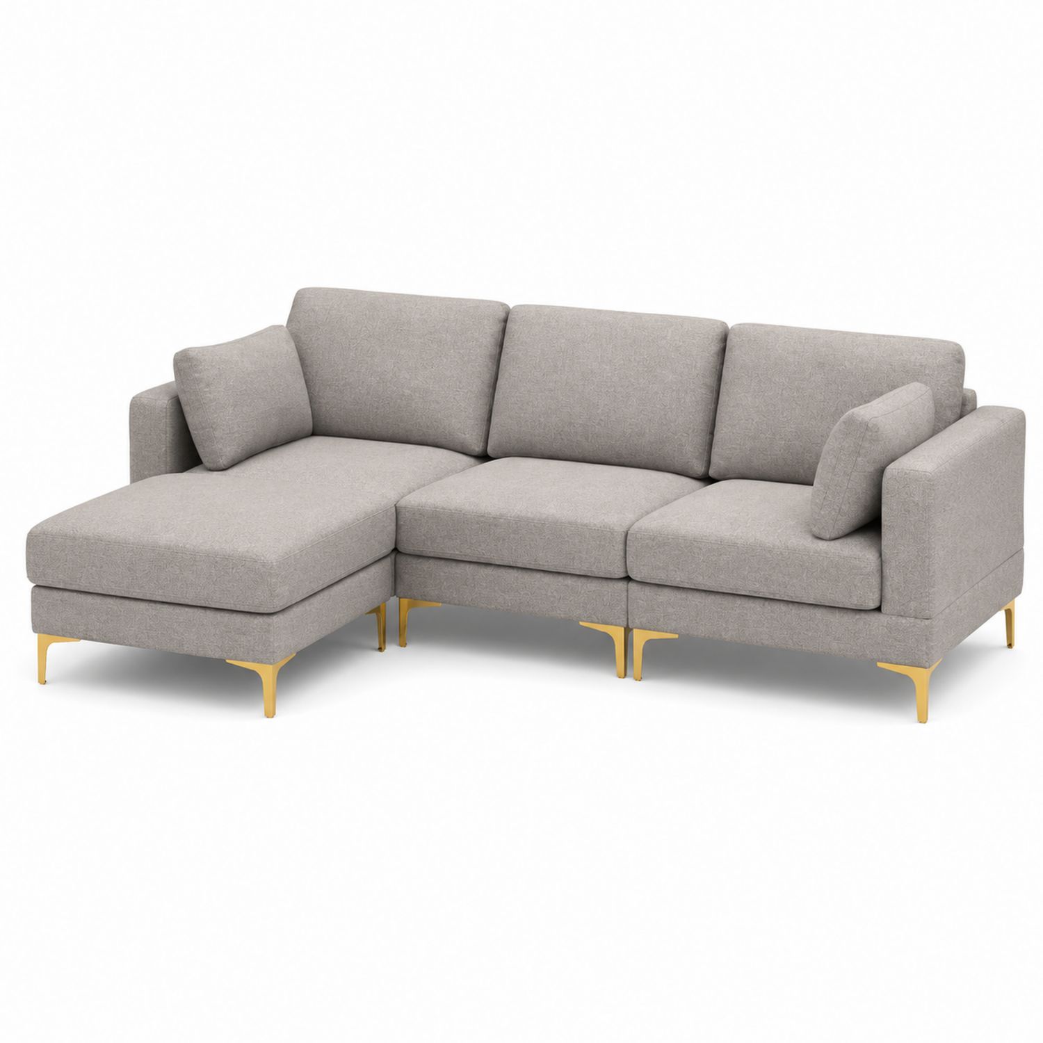Canapé d'angle en tissu Gris clair avec pieds en métal