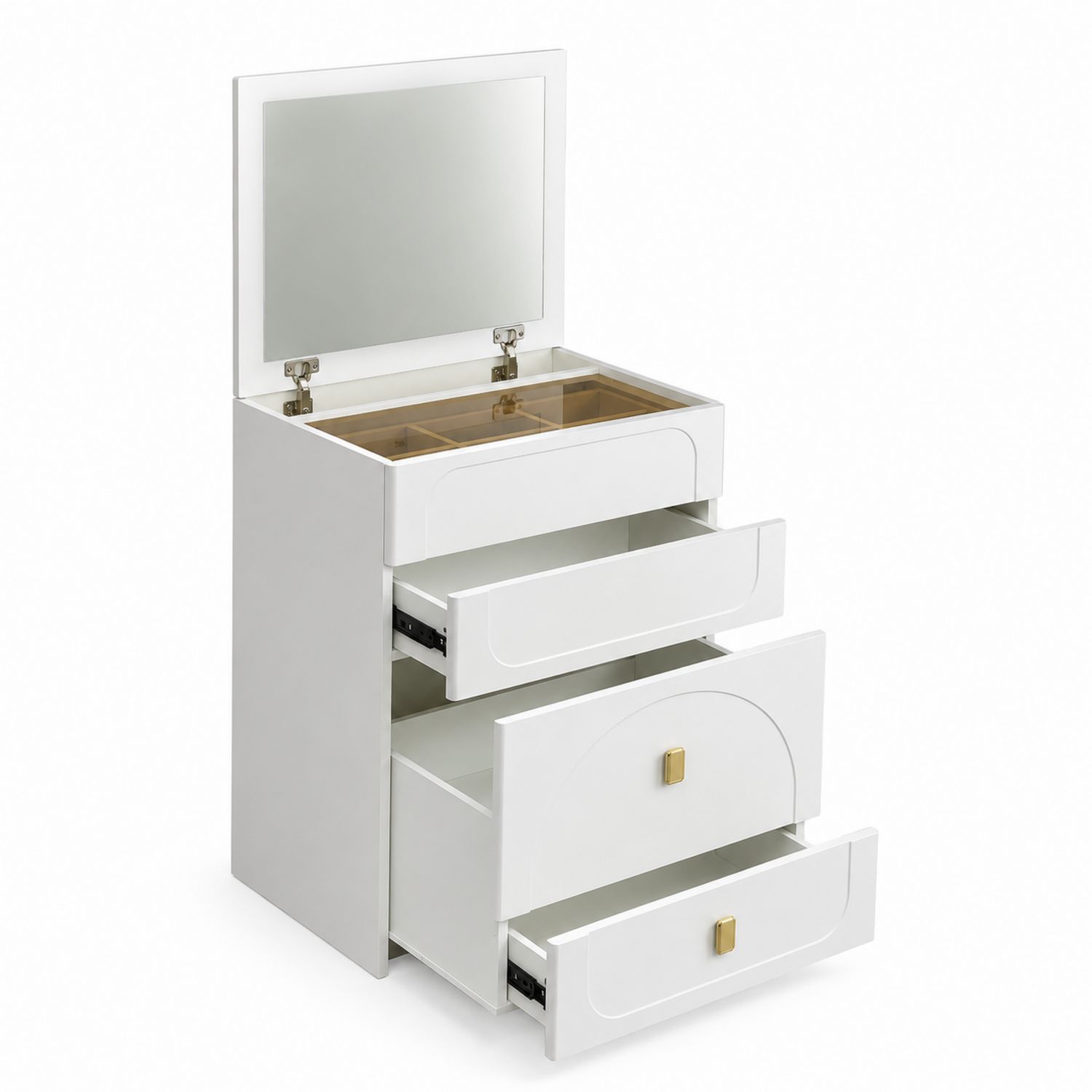 Commode blanche avec miroir et tiroirs en MDF