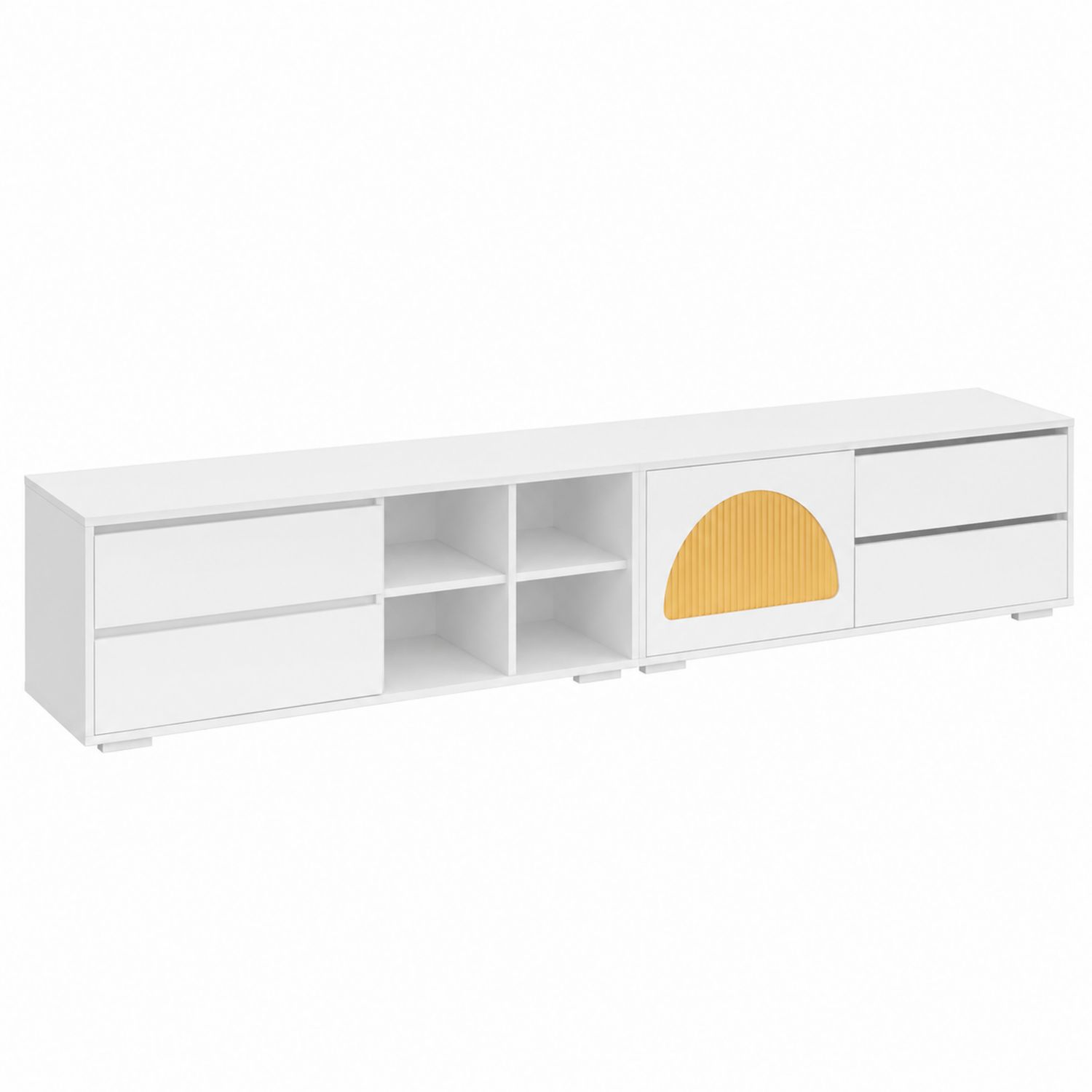 Meuble TV en bois MDF Blanc et Jaune 180 cm