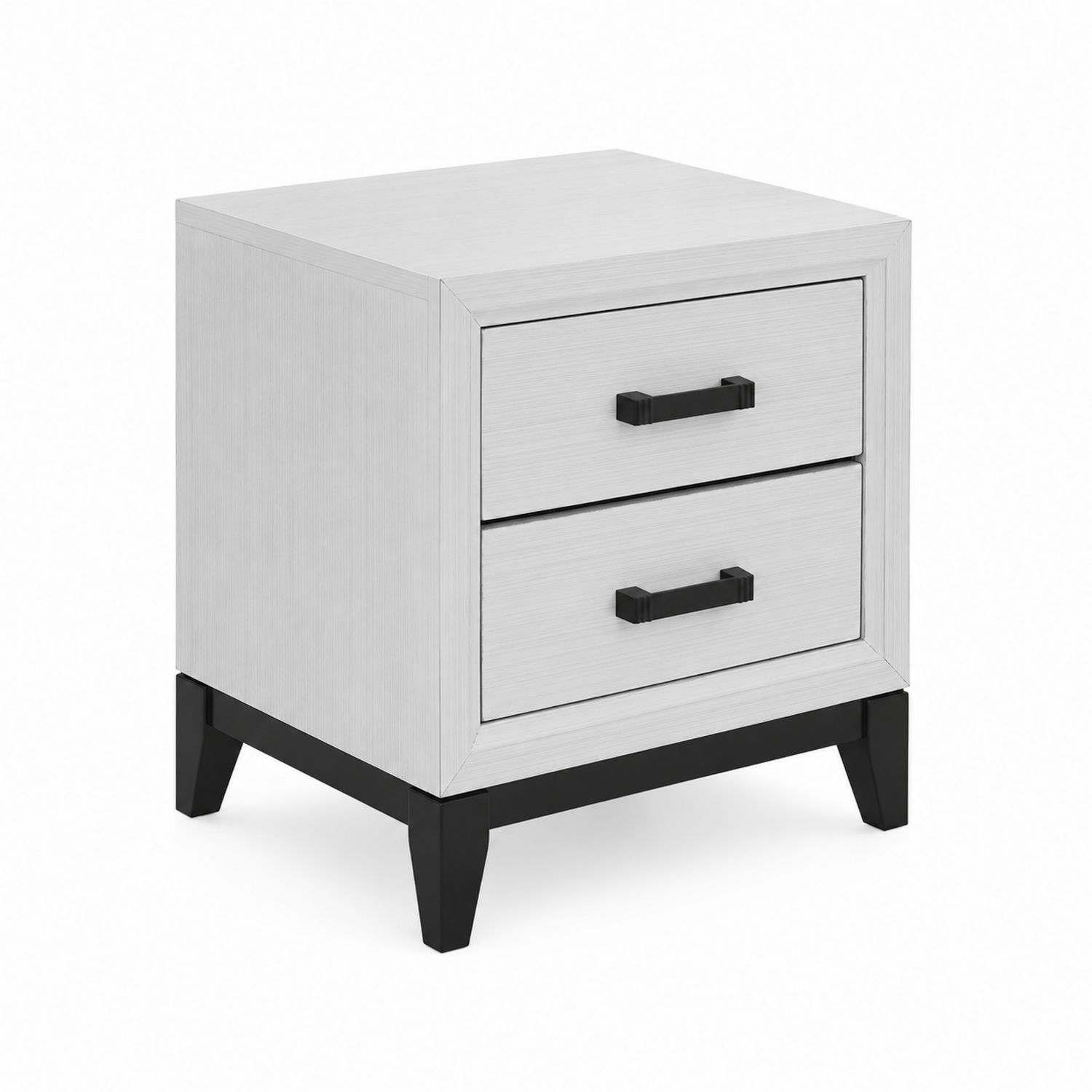 Table de chevet en bois MDF 2 tiroirs Blanc/Noir