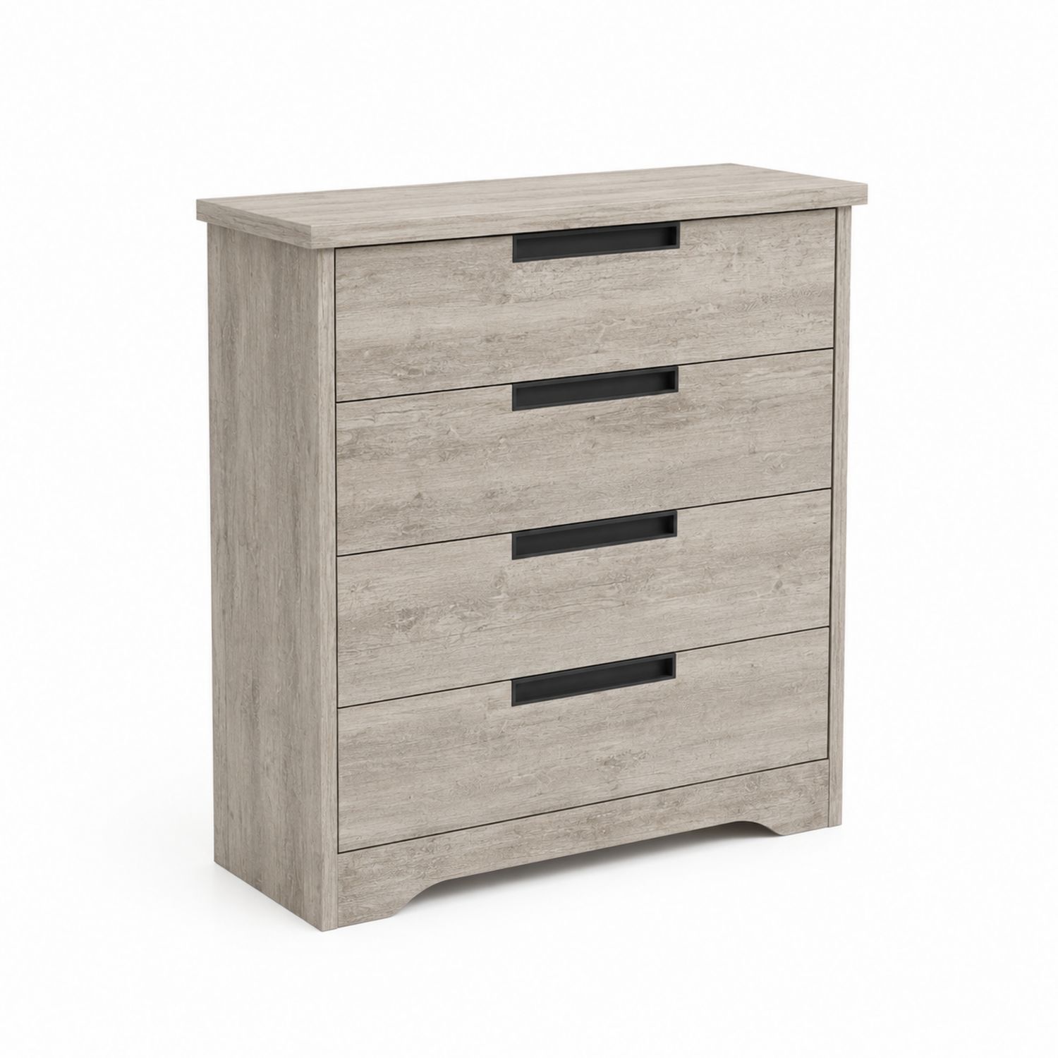 Commode 4 tiroirs en panneau de particules imitation chêne clair