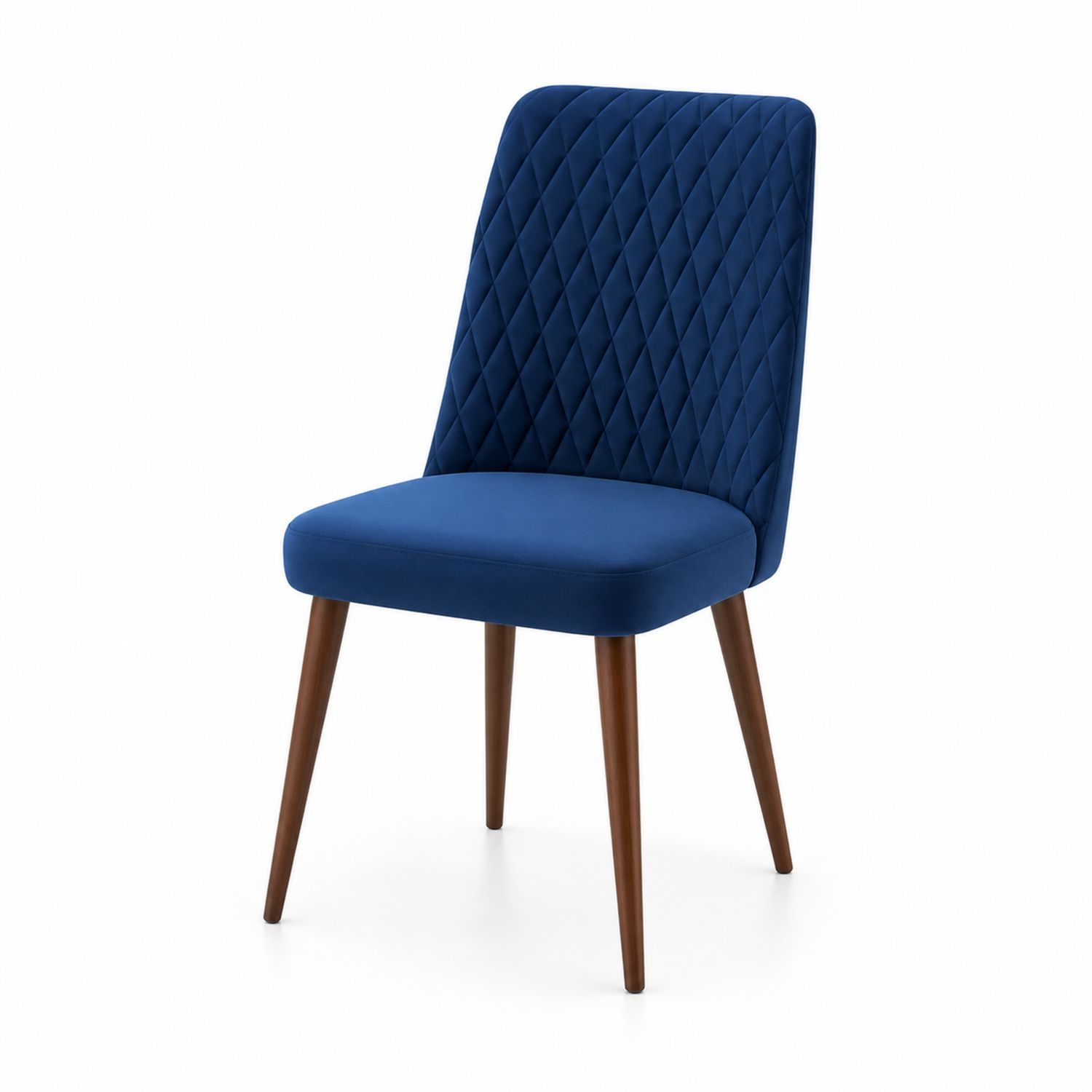 Chaise de salle à manger en velours bleu avec pieds en bois