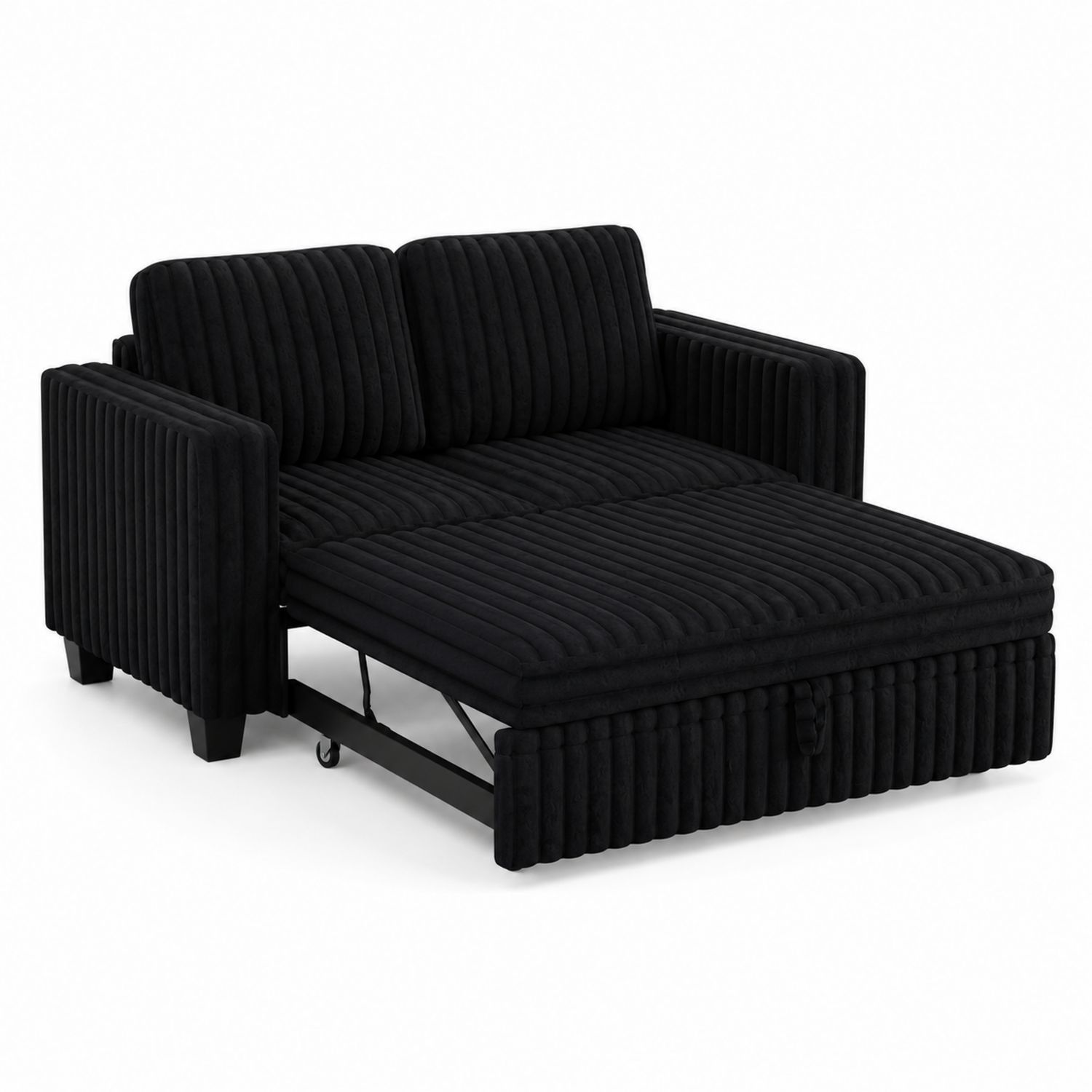 Canapé convertible en velours noir 200x140 cm