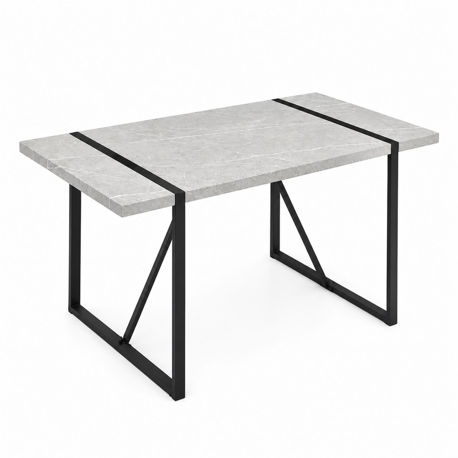 Table rectangulaire en marbre et métal noir 160x90 cm