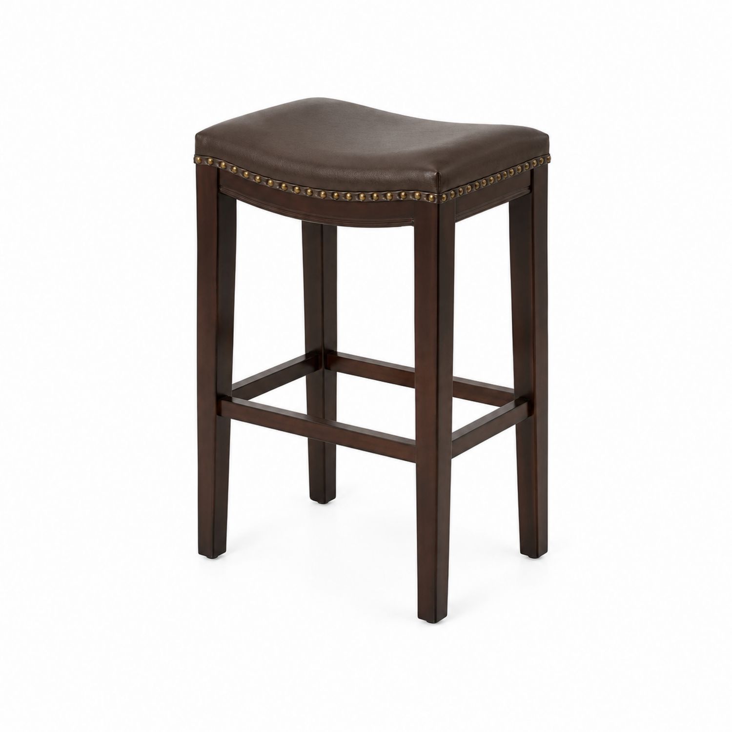 Tabouret de bar rectangulaire 75 cm en cuir synthétique et bois