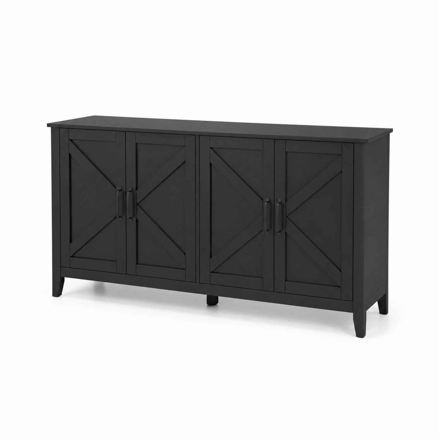 Buffet en bois noir 4 portes 155 cm