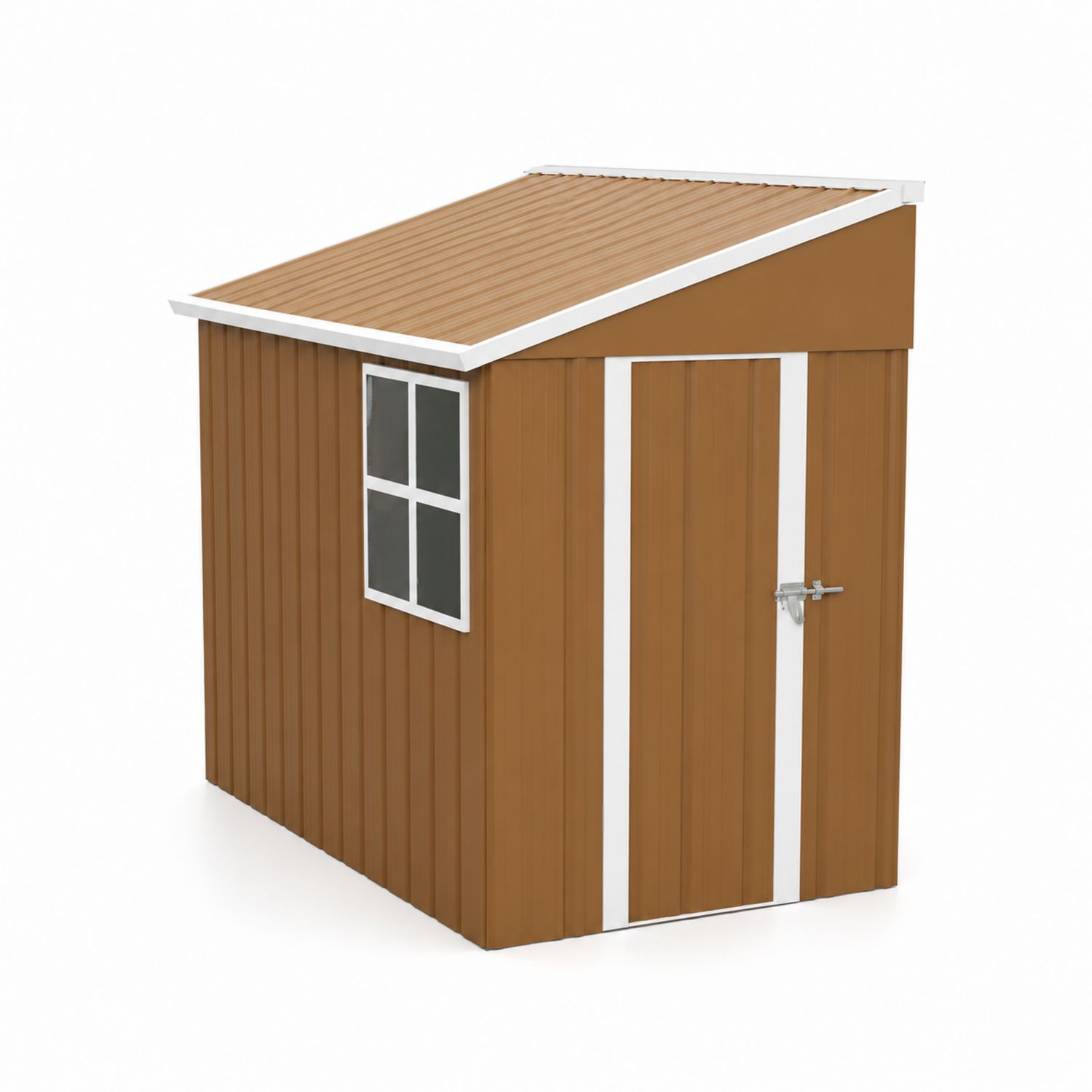 Abri de jardin en métal brun avec porte et fenêtre 213x130x173 cm