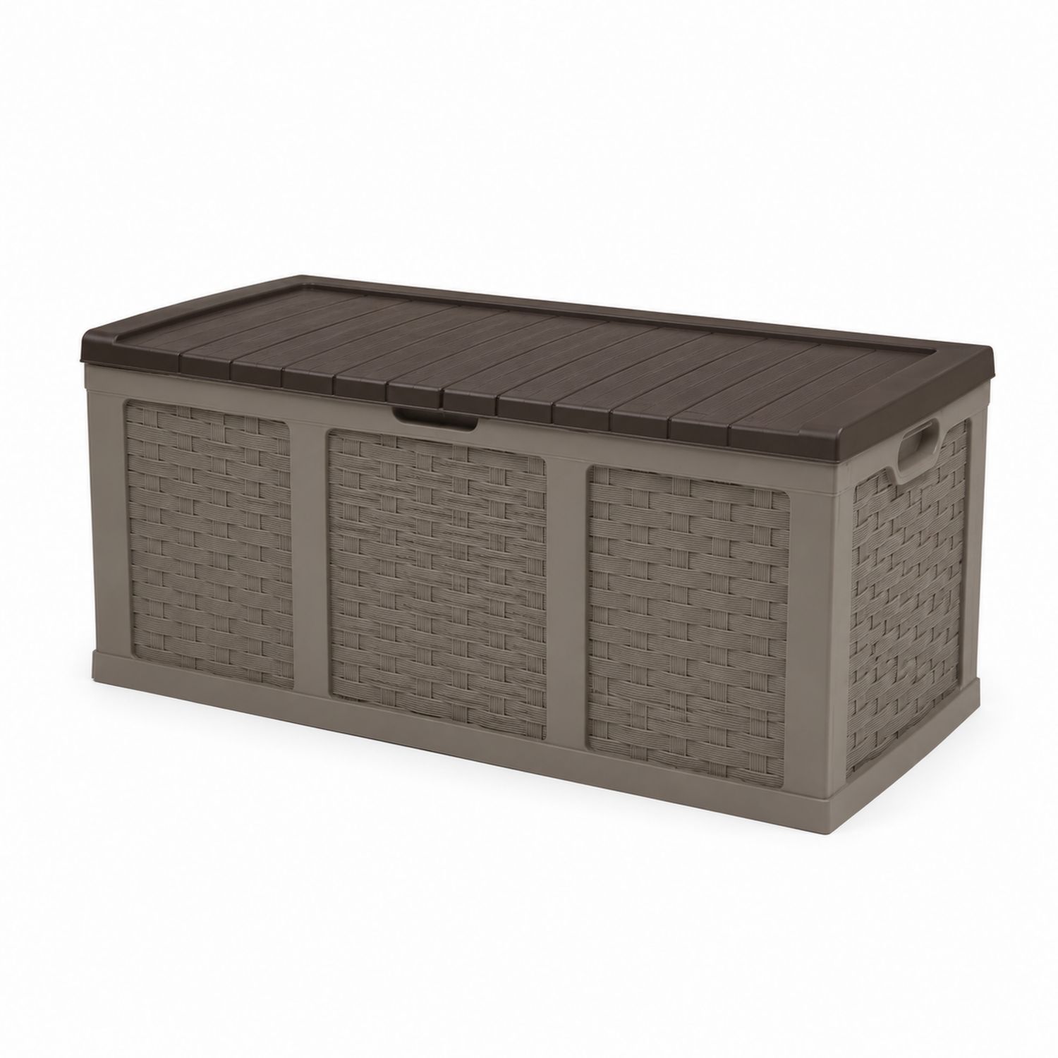 Coffre de rangement en plastique tressé 118cm Marron/Beige