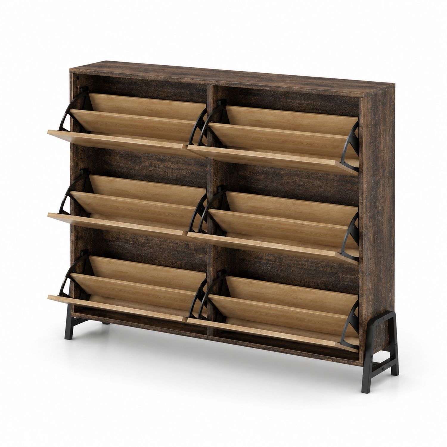 Étagère de rangement en bois et métal marron