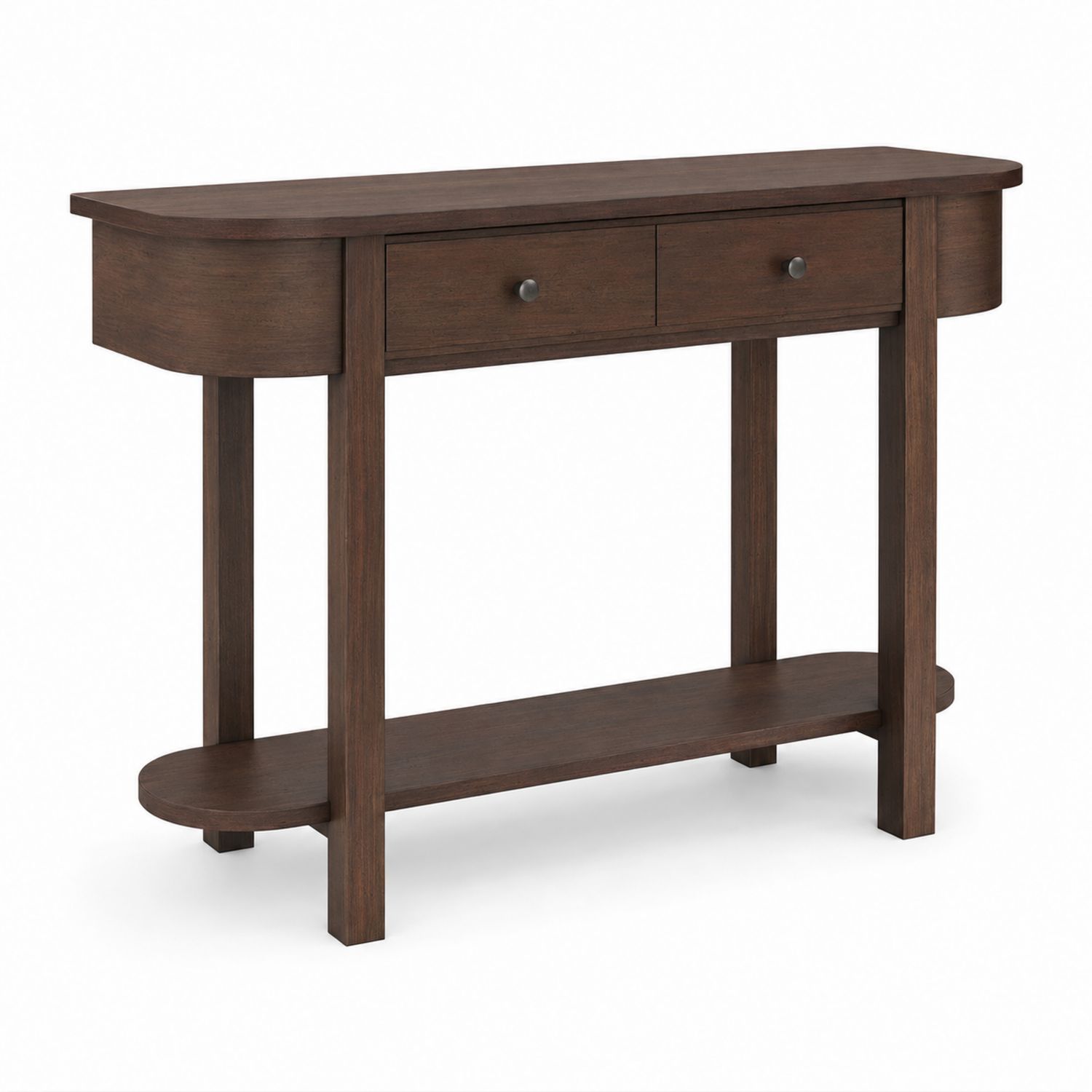Console en bois avec tiroirs et étagère Marron