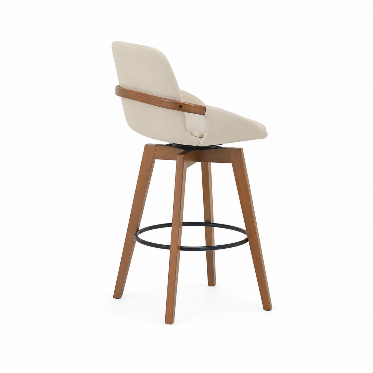 Tabouret de bar pivotant en bois et polyester Beige