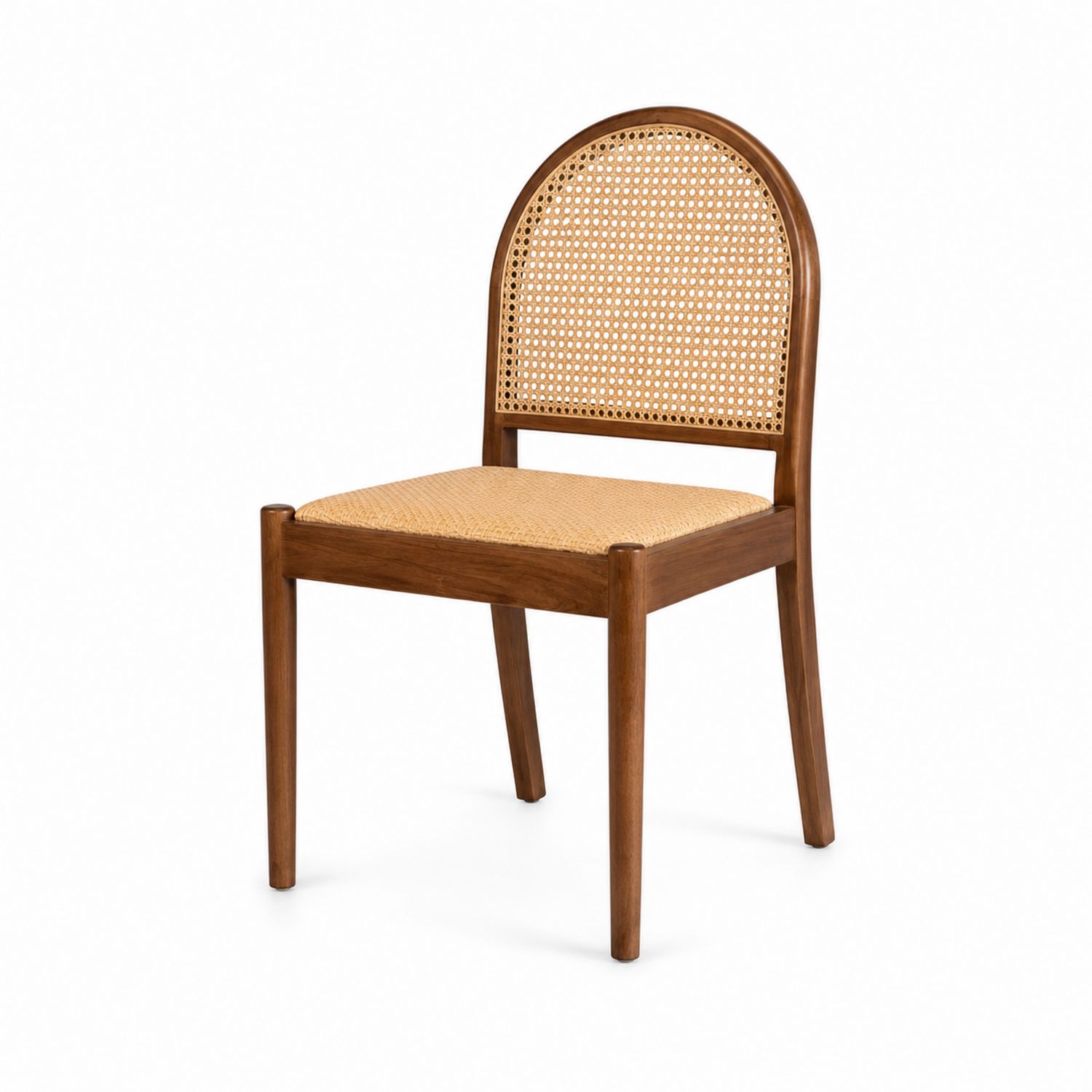 Chaise en bois avec assise et dossier en rotin