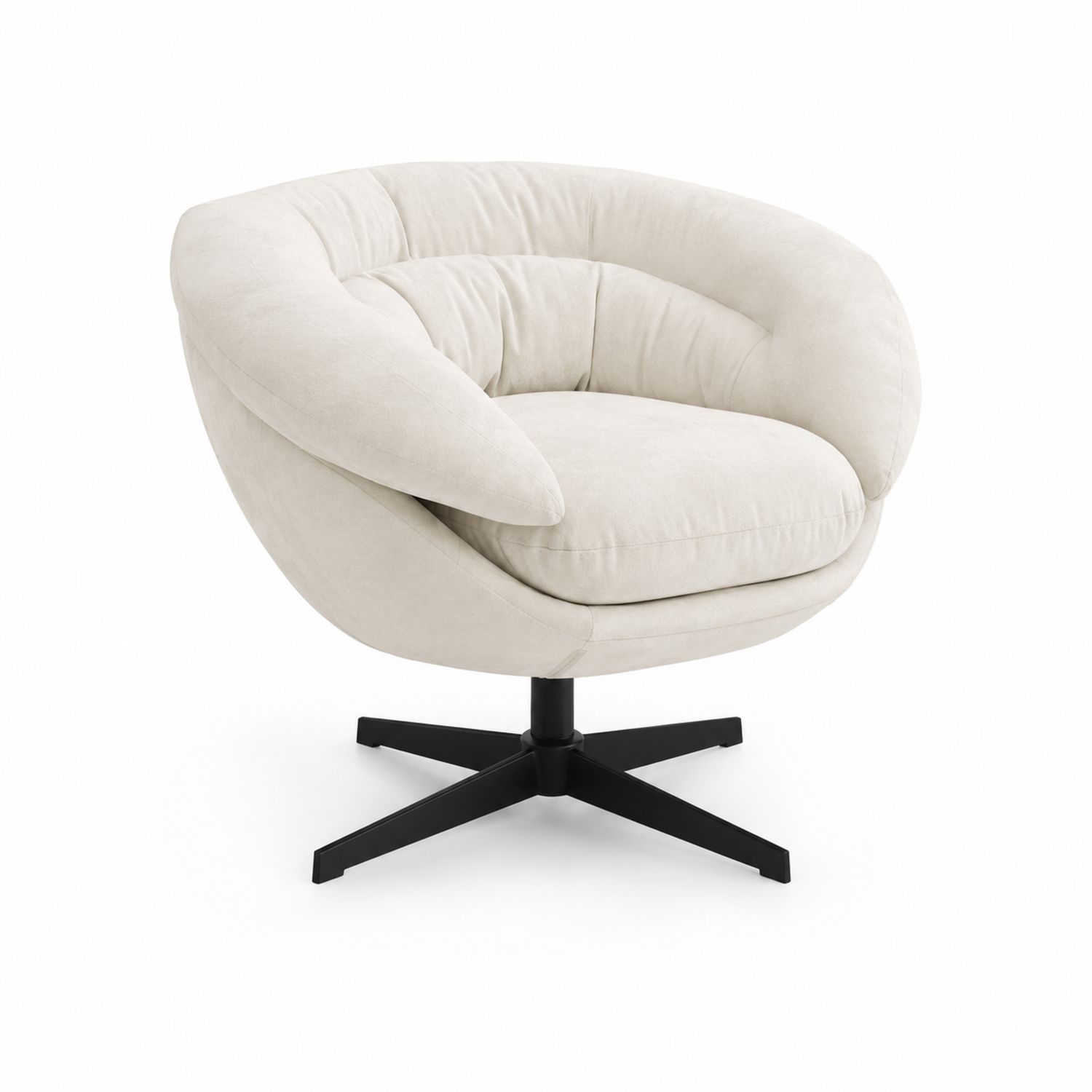 Fauteuil pivotant en tissu avec base métallique noire