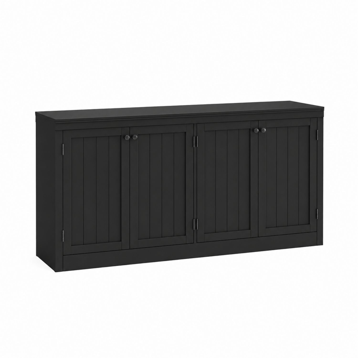 Buffet en bois MDF noir 4 portes 160 cm
