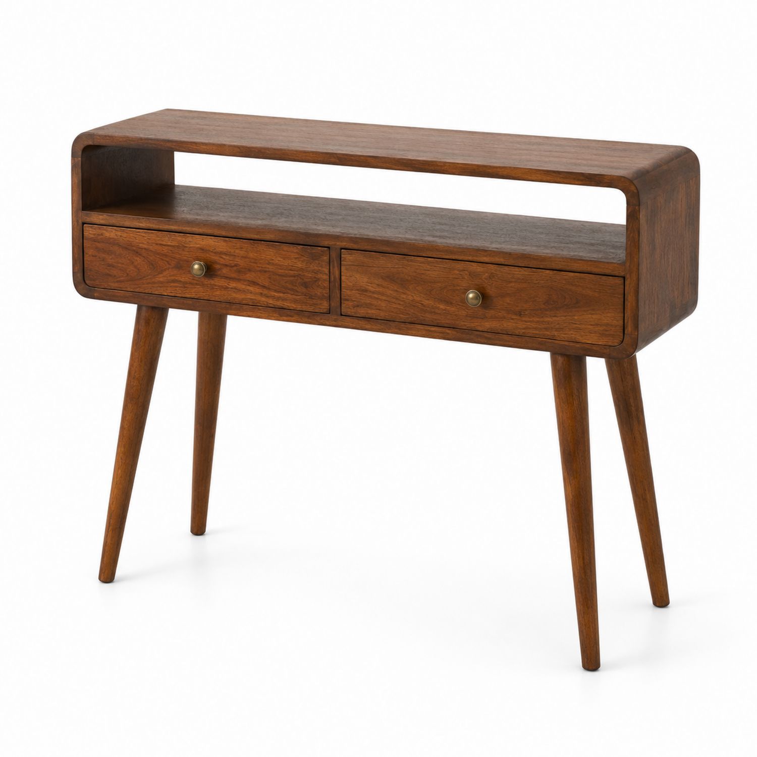 Console en Bois de Manguier avec 2 Tiroirs