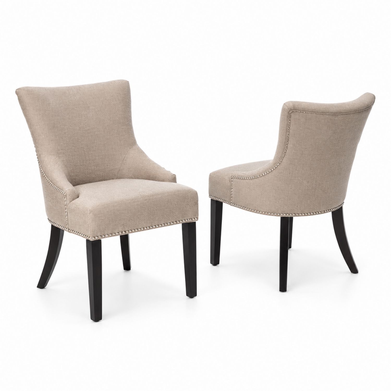 Lot de 2 chaises en tissu avec pieds en bois