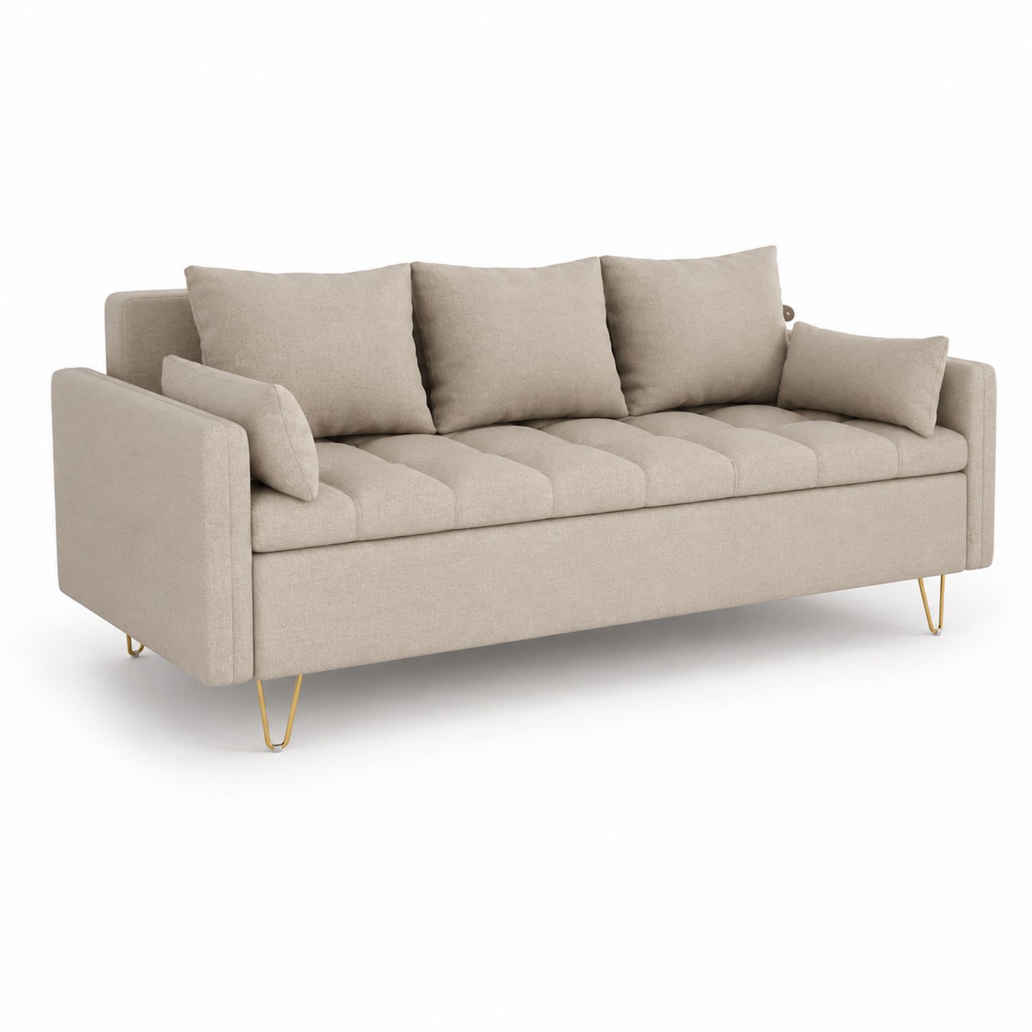 Canapé 3 places tissu Beige pieds métal