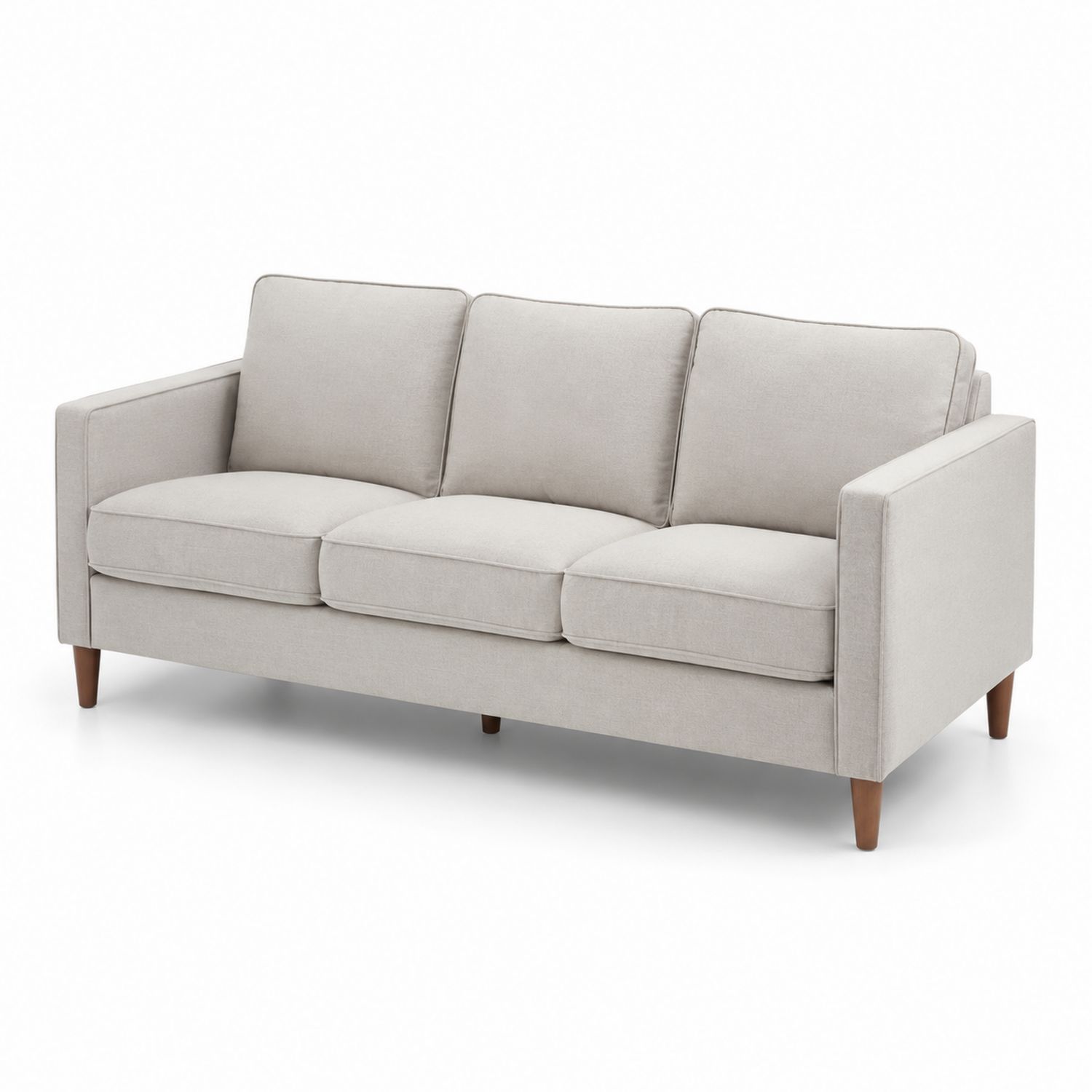 Canapé 3 places en tissu polyester et bois Beige