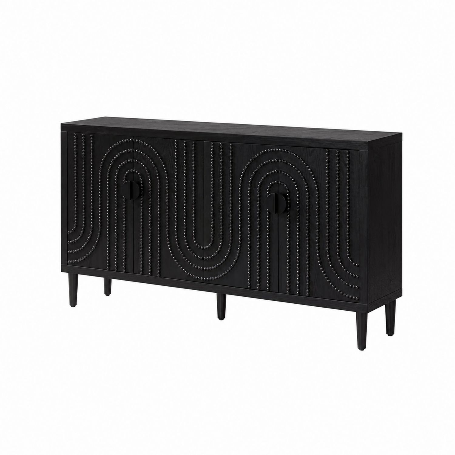 Buffet en Bois Noir avec Détails Métalliques 150 cm