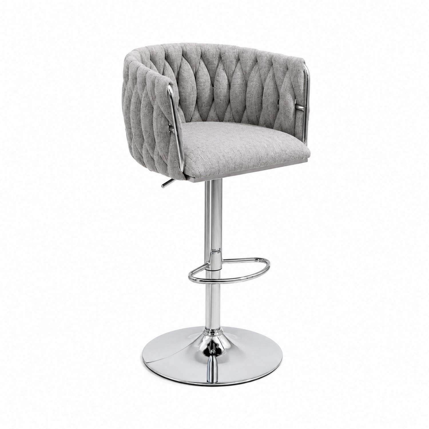 Tabouret de bar en tissu avec base chromée
