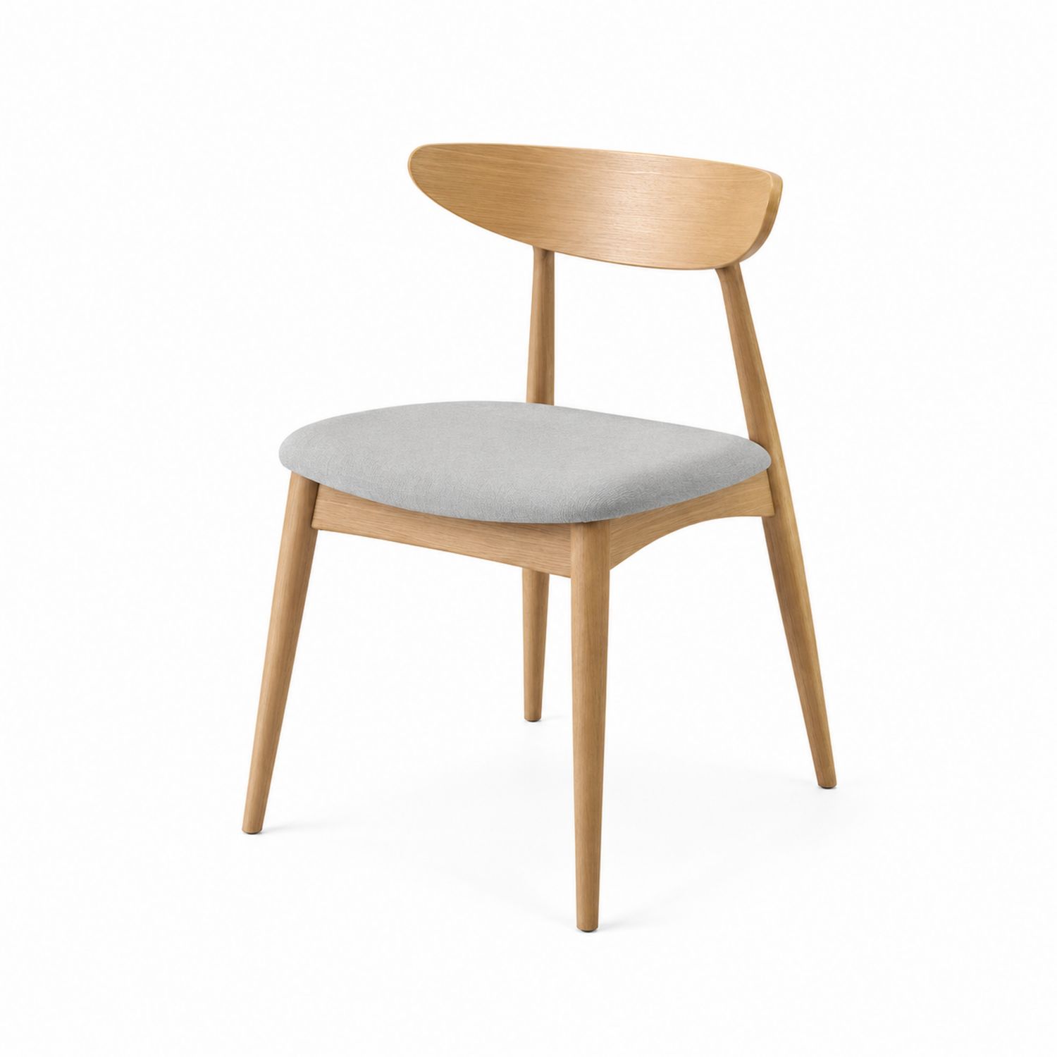Chaise en bois avec assise en tissu polyester Gris